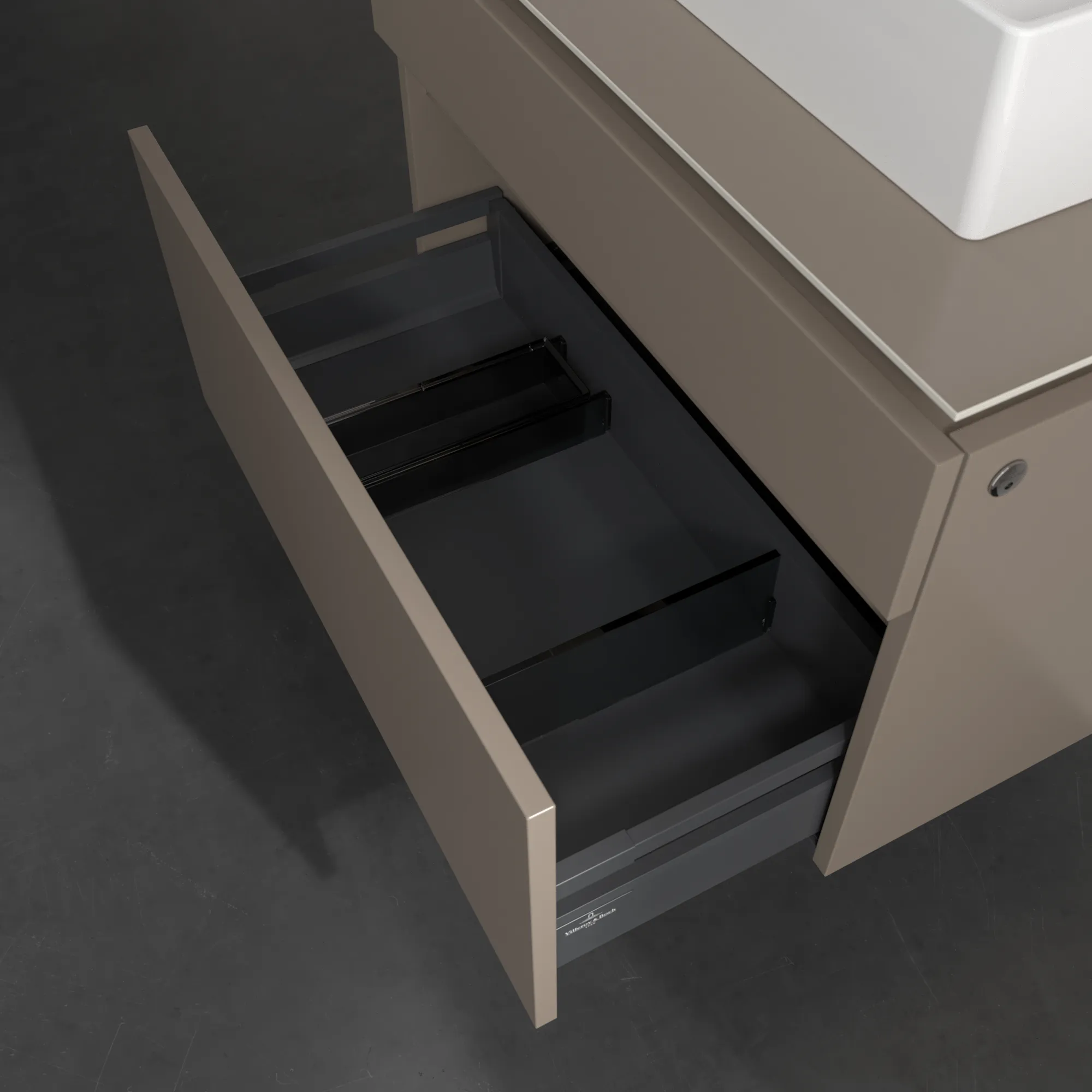 Villeroy & Boch Waschtischunterschrank „Legato“ für Schrankwaschtisch 800 × 550 × 500 mm Truffle Grey, für Becken mittig