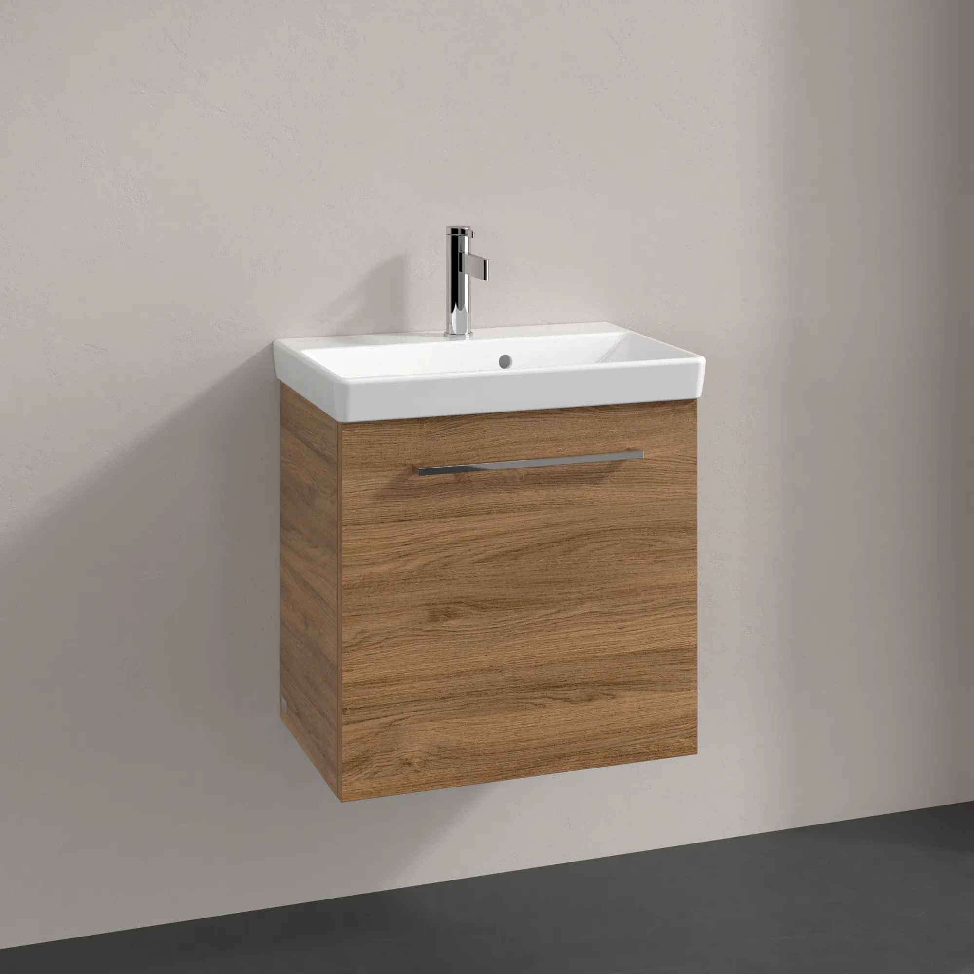 Villeroy & Boch Waschtischunterschrank mit Tür „Avento“ für Schrankwaschtisch 530 × 514 × 352 mm Kansas Oak, Anschlag rechts, Soft Closing, 1 Tür