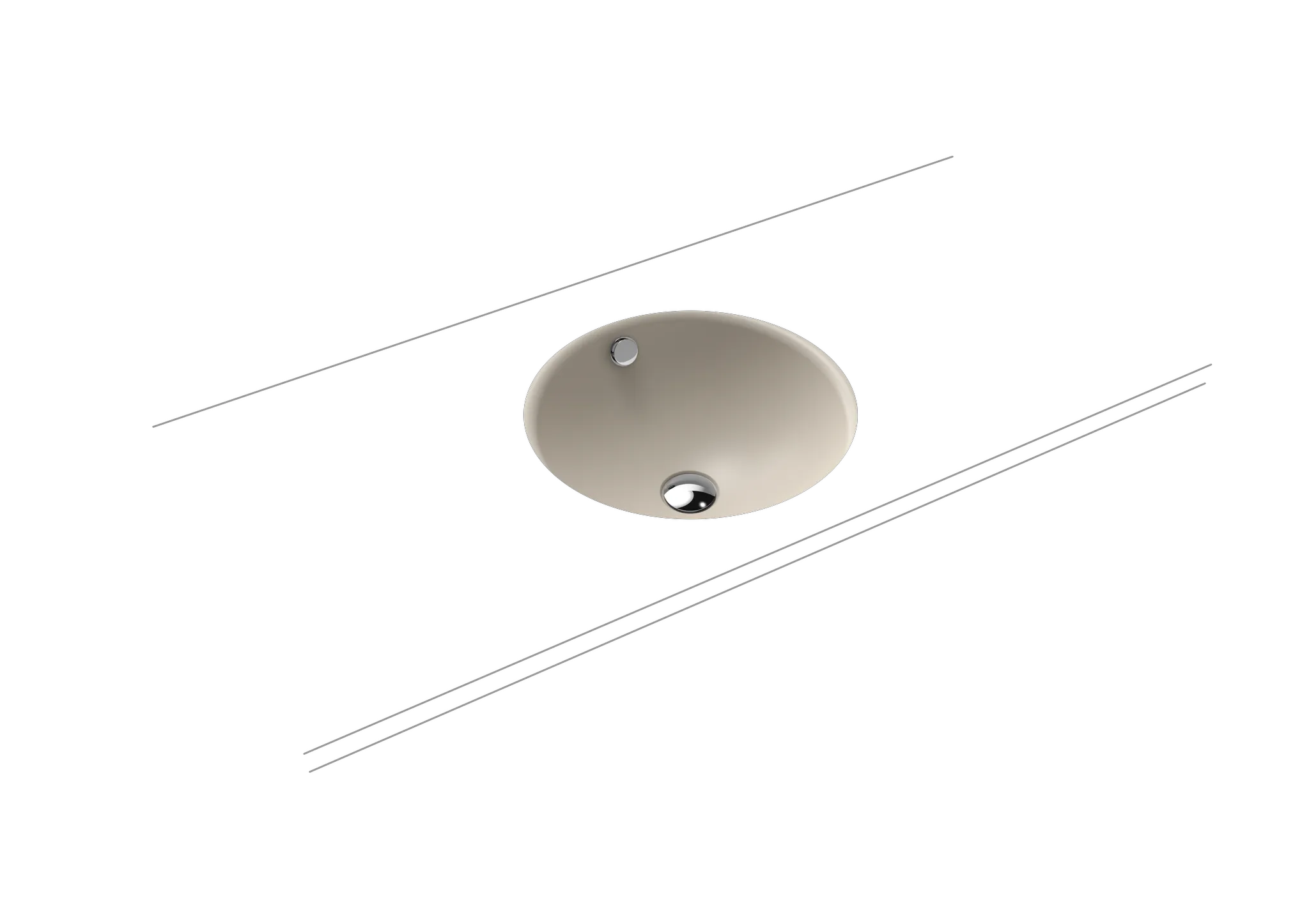 Unterbauwaschtisch „Classic“ 43,2 × 13,7 cm, ohne Hahnlochbohrung, mit Überlauf in warm grey 10 mit Perl-Effekt