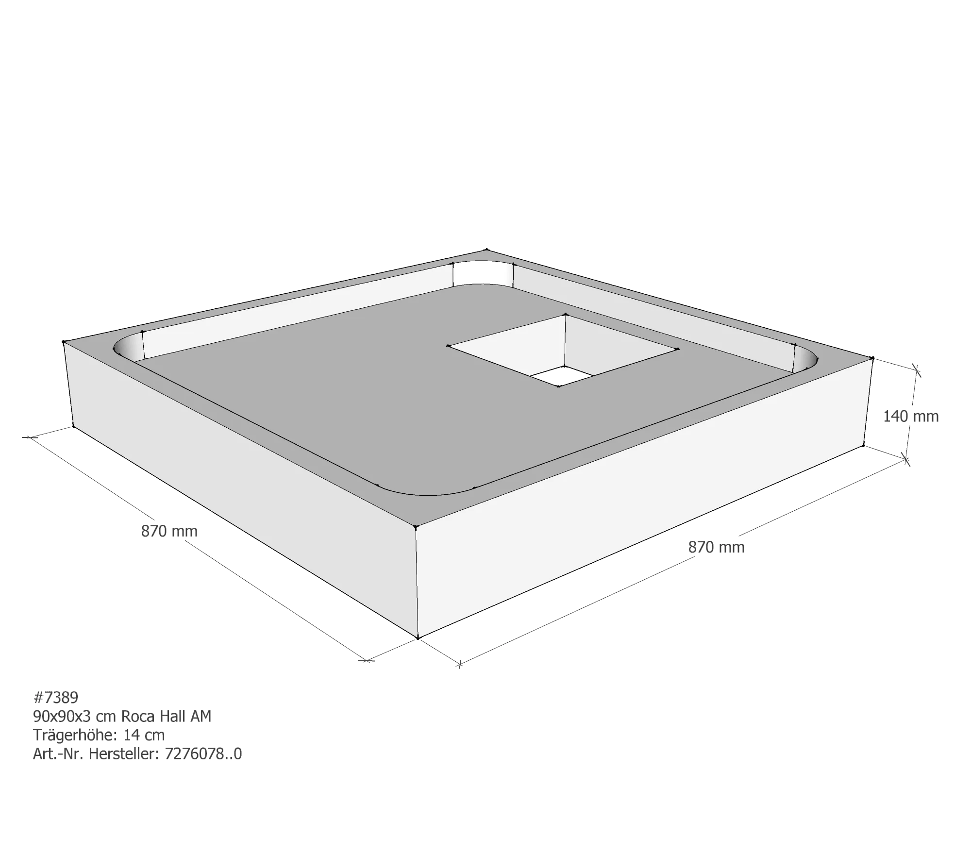 Duschwannenträger für Roca Hall 90 × 90 × 3 cm Duschwannenträger für Roca Hall 90 × 90 × 3 cm