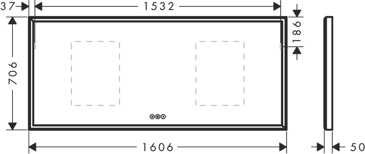 Xarita E Spiegel mit LED-Beleuchtung 1600/50 kapazitiver Berührungssensor Mattweiß