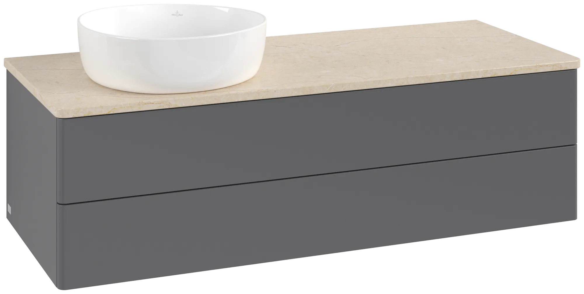 Villeroy & Boch Antao Waschbeckenunterschrank K22_1, 1200x360x500 mm, links, Anthracite Matt Lacquer / Botticino