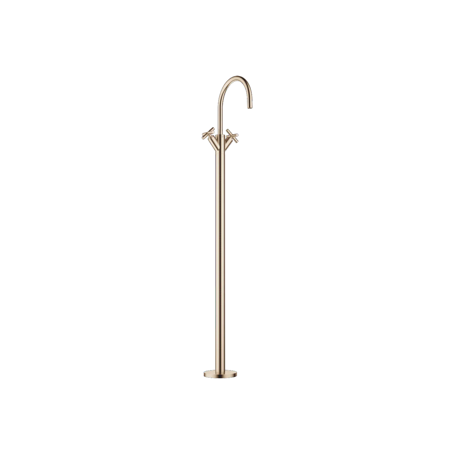 Dornbracht TARA Waschtisch-Einlochbatterie mit Standrohr, Champagne gebürstet (22kt Gold), Ausladung 201 mm, schwenkbarer Auslauf 360°, runder