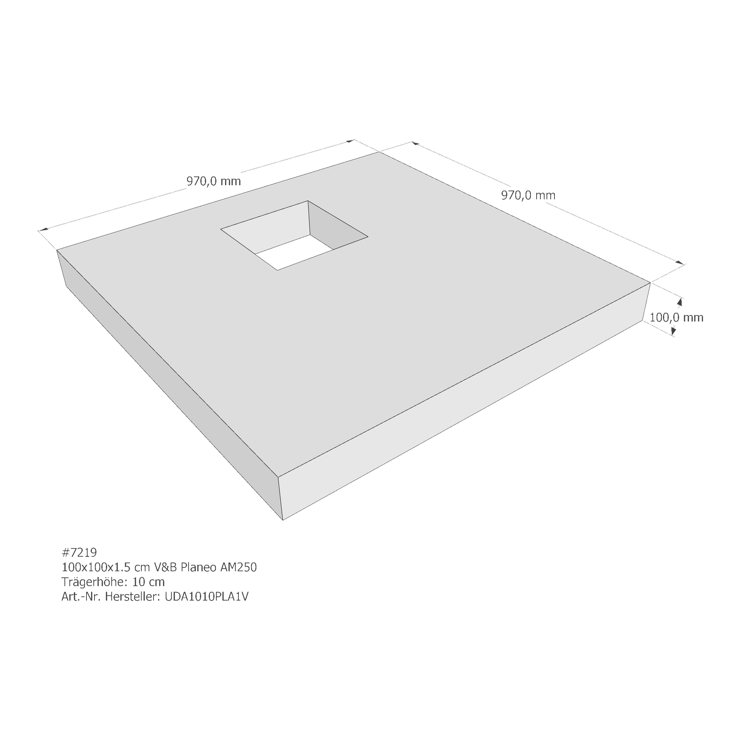 Duschwannenträger für Villeroy & Boch Planeo 100 × 100 × 1,5 cm