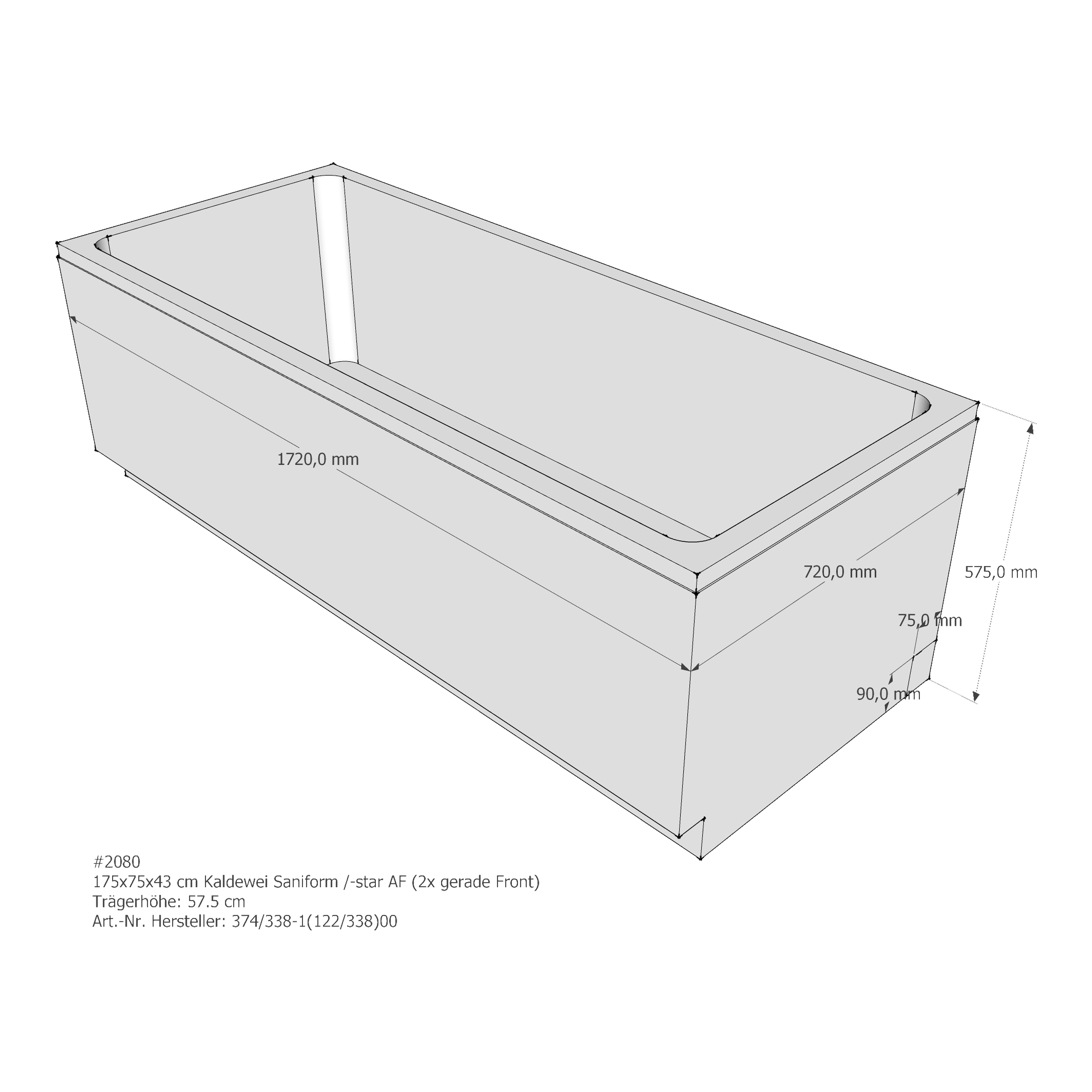 Badewannenträger für Kaldewei Saniform /-Star 175 × 75 × 43 cm