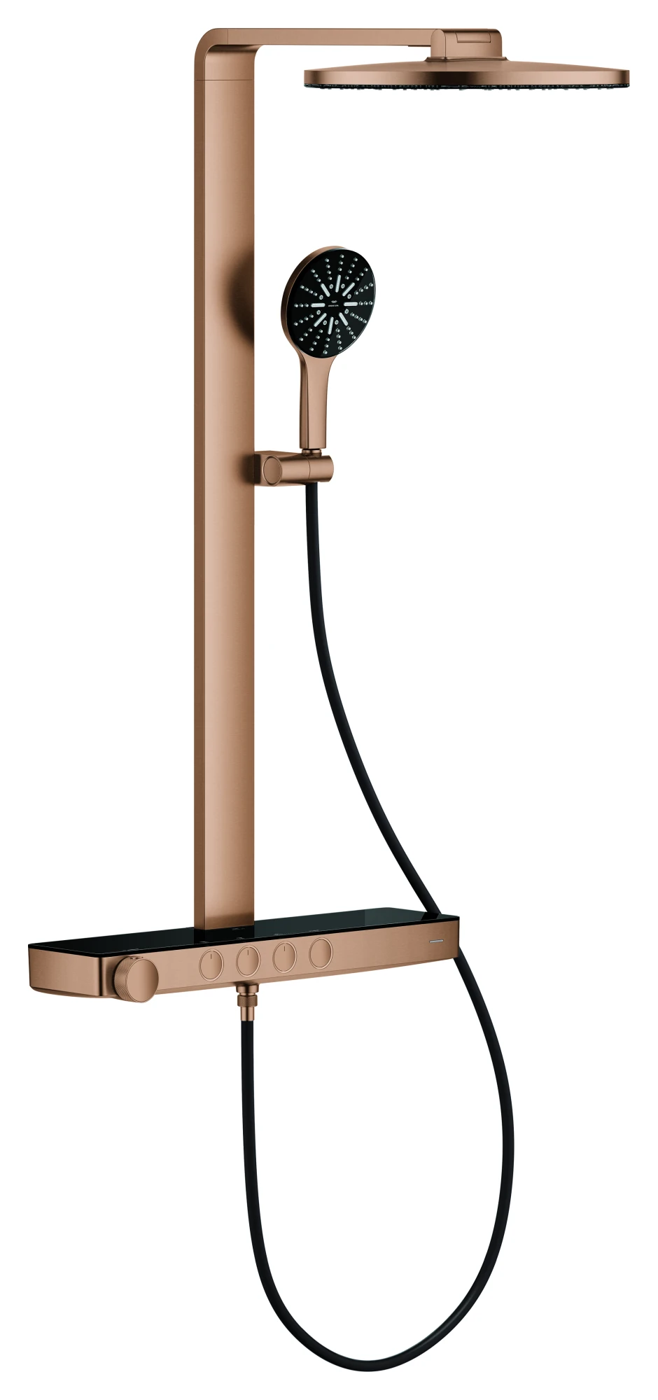 Duschsystem Rainshower Aqua Pure 101680, mit SmartControl Thermostatbatterie, Wandmontage, Kopfbrause rund, 2 Strahlarten, Durchfluss 15 l/min, Brauseboden weiß, Handbrause 3 Strahlarten, Durchfluss 8.4 l/min, Brauseboden weiß, chrom