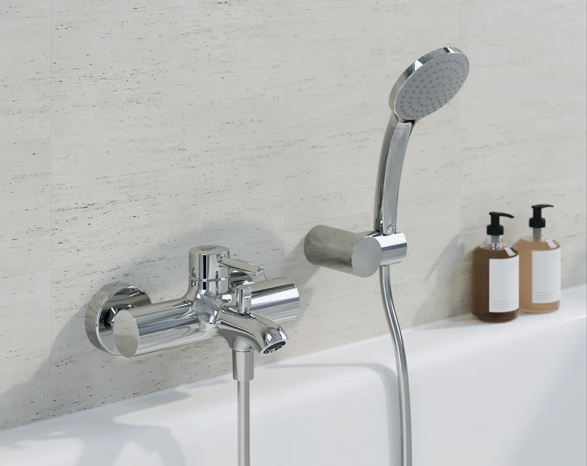 Handbrause-Set Idealrain 1-Funktionshandbrause, Durchmesser:100mm Chrom Handbrause-Set Idealrain 1-Funktionshandbrause, Durchmesser:100mm Chrom