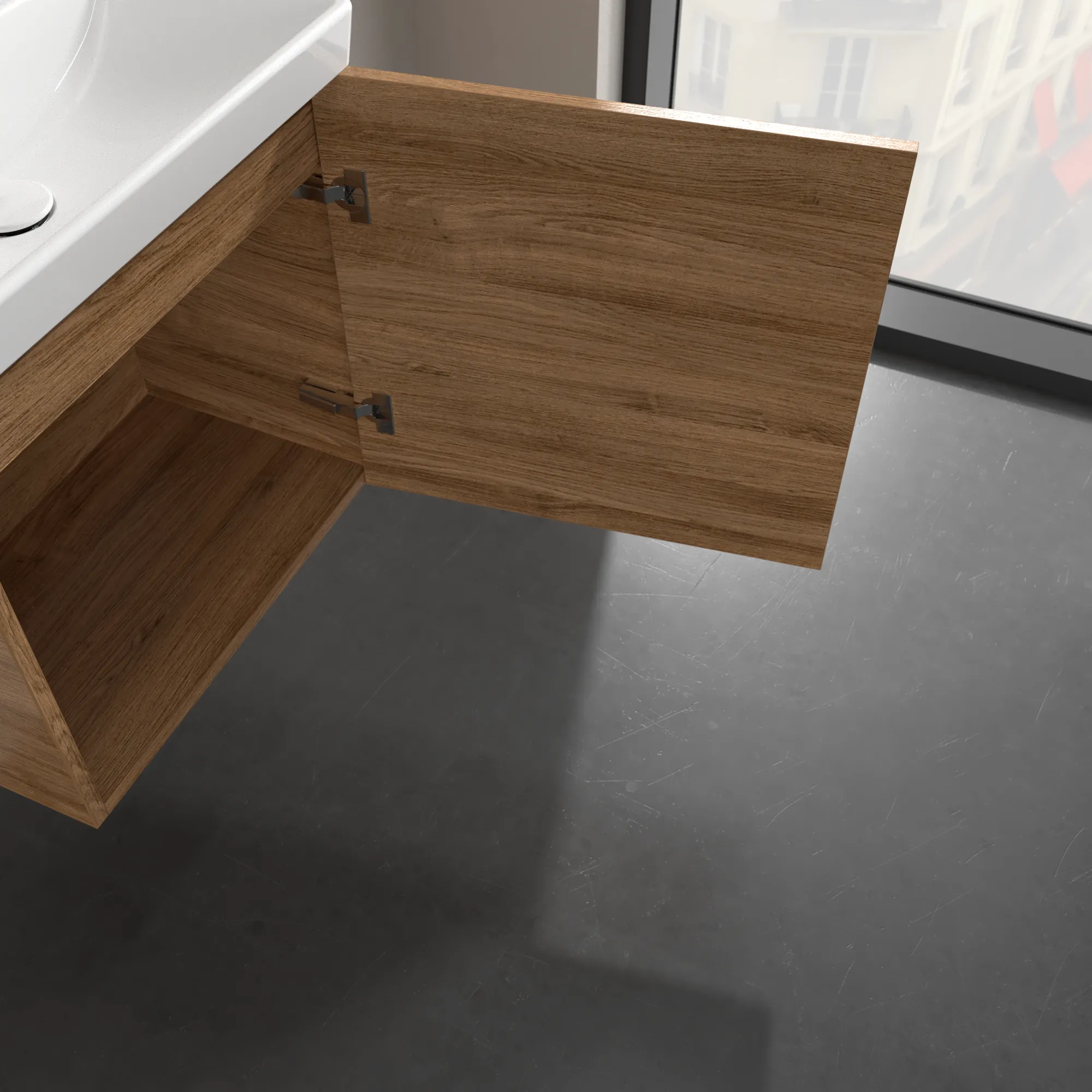 Villeroy & Boch Waschtischunterschrank mit Tür „Avento“ für Schrankwaschtisch 530 × 514 × 352 mm Kansas Oak, Anschlag rechts, Soft Closing, 1 Tür