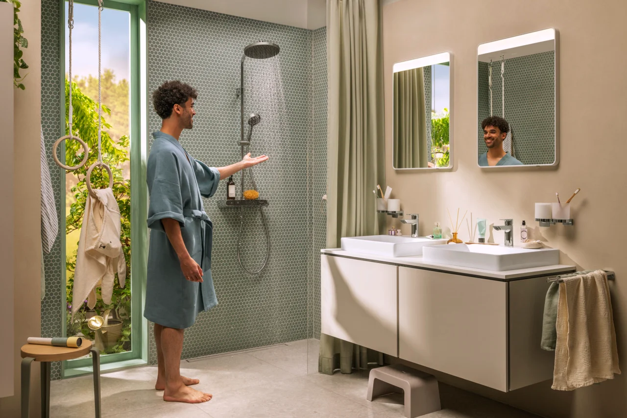 Activera S Showerpipe 240 1jet EcoSmart mit ShowerTablet Select 360 Varia, Oberfläche: Chrom