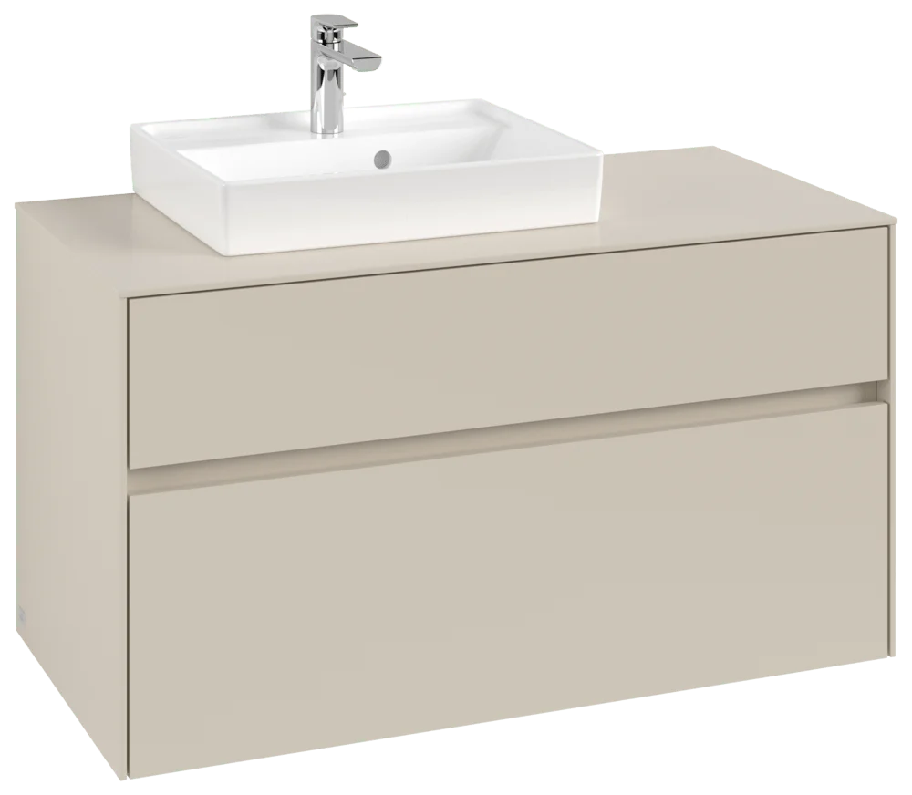 Villeroy & Boch Waschbeckenunterschrank Collaro C01400, Cashmere Grey, 1000x548x500 mm, Eckig, 2 Auszüge mit SoftClosing, 1 Waschbecken