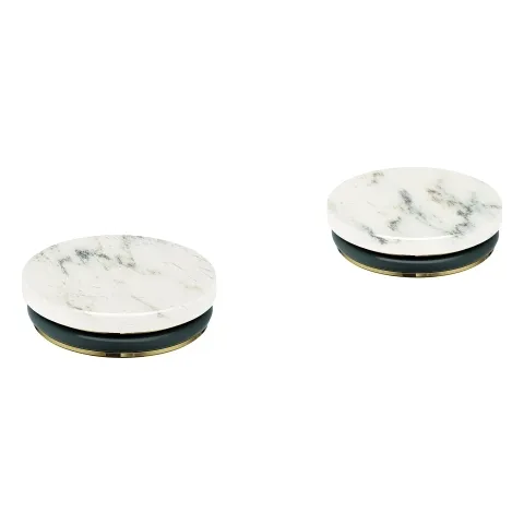 Einlagen Atrio Private Collection 48456, Material: White Attica Caesarstone Quarzverbundwerkstoff, für Knopfbetätigungen 21 138 und 21 142, chrom Einlagen Atrio Private Collection 48456, Material: White Attica Caesarstone Quarzverbundwerkstoff, für Knopfbetätigungen 21 138 und 21 142, chrom
