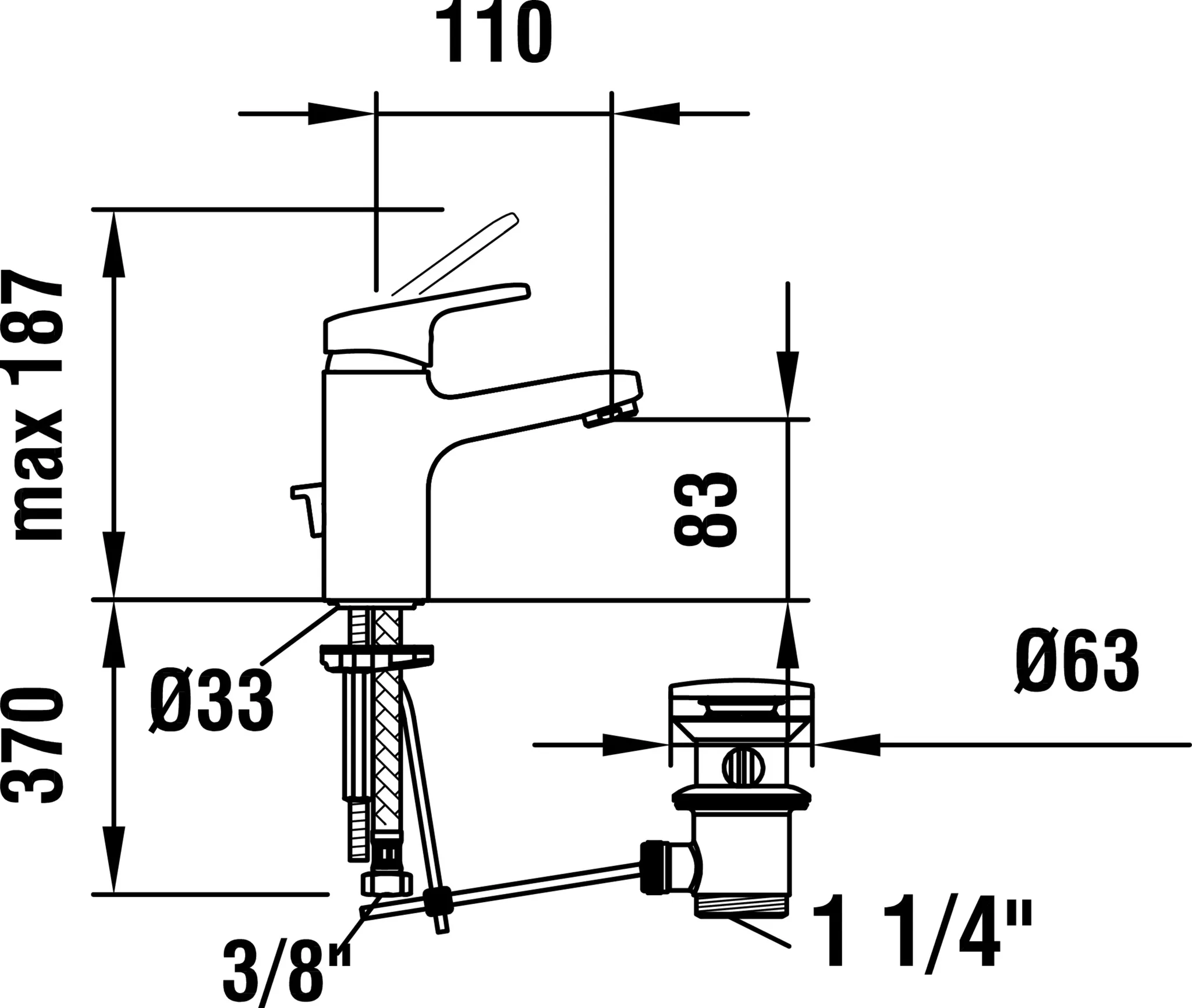 cityPro WT-Mischer 50090.1 Festausl. Ausl.110 m.Ablaufv. chrom