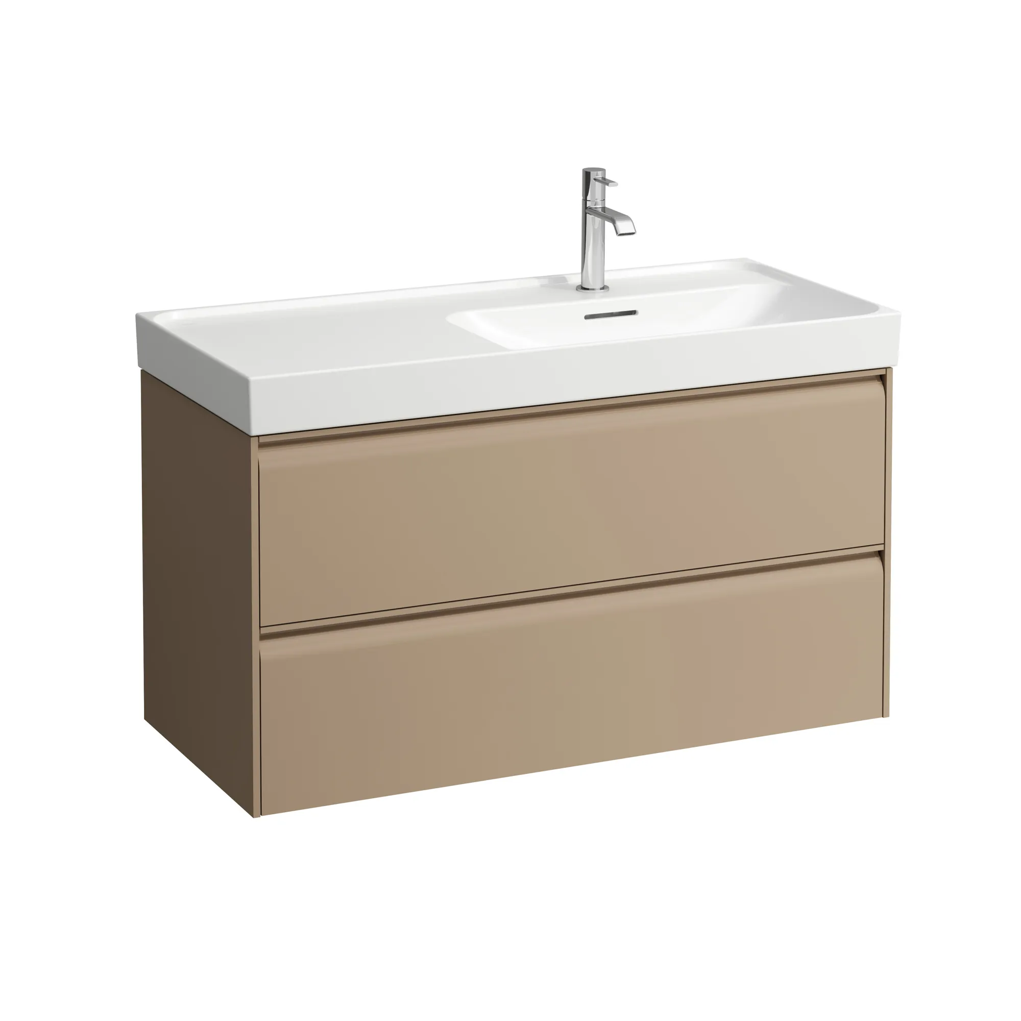 Waschtischunterbau MEDA 448x984x515 2 Schubladen integrierte Griffleiste für Waschtisch H817117 weiß matt
