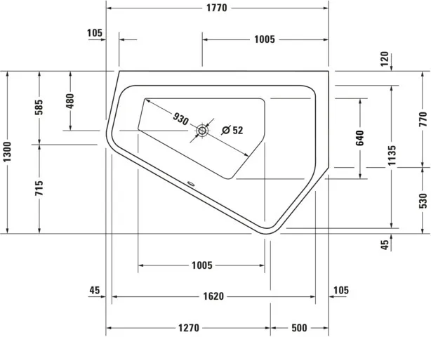 Duravit Badewanne „Paiova 5“ fünfeck 177 × 130 cm, rechts