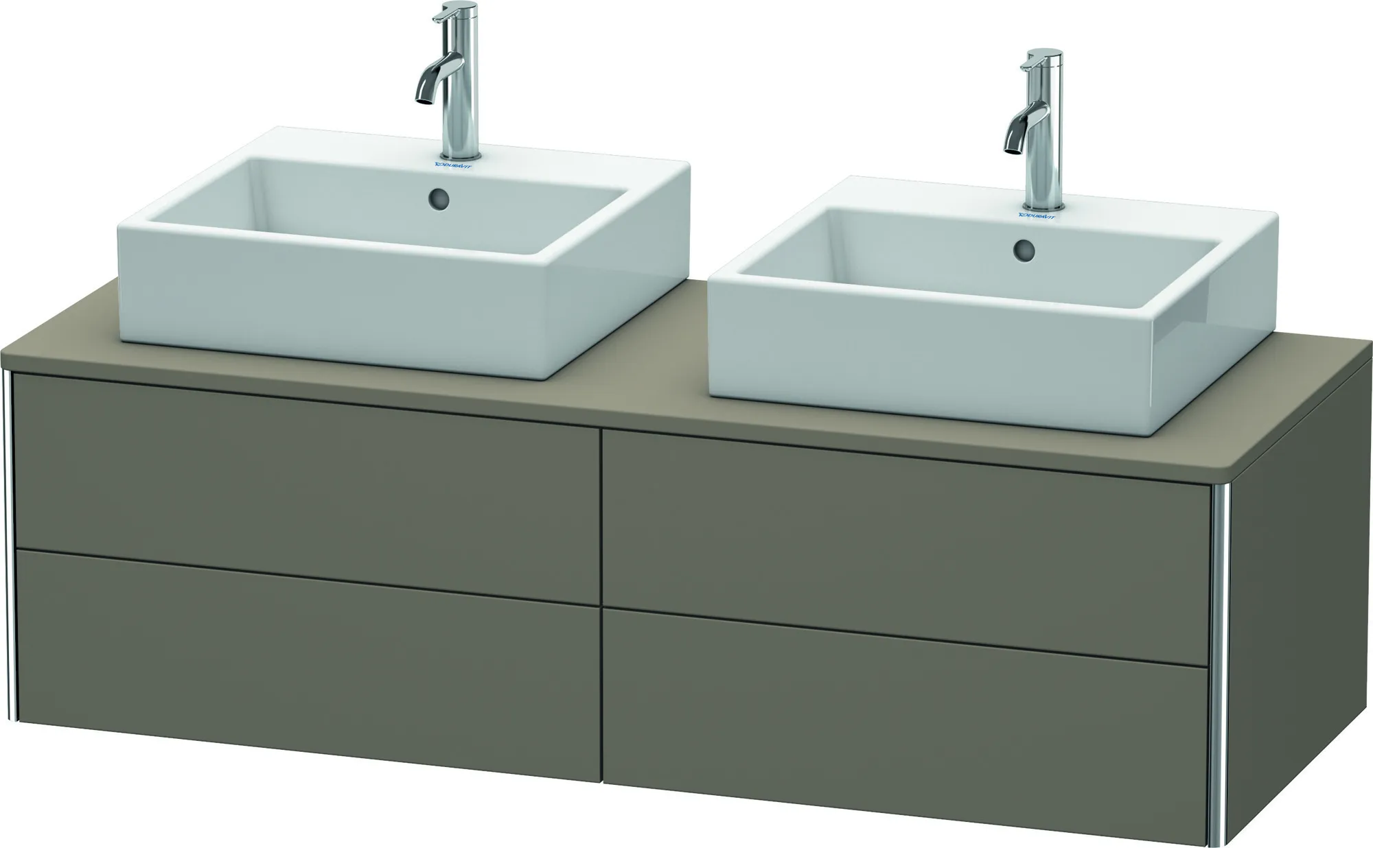 Duravit Waschtischunterschrank wandhängend „XSquare“ 140 × 40 × 54,8 cm Flannel Grey Seidenmatt Becken: links und rechts / Front- & Korpusfarbe: Flannel Grey Seidenmatt / Größe: 140 × 54,8 × 40 cm / Oberfläche: Lack / Profile: Chrom / Schubladen: 4 Duravit Waschtischunterschrank wandhängend „XSquare“ 140 × 40 × 54,8 cm Flannel Grey Seidenmatt Becken: links und rechts / Front- & Korpusfarbe: Flannel Grey Seidenmatt / Größe: 140 × 54,8 × 40 cm / Oberfläche: Lack / Profile: Chrom / Schubladen: 4