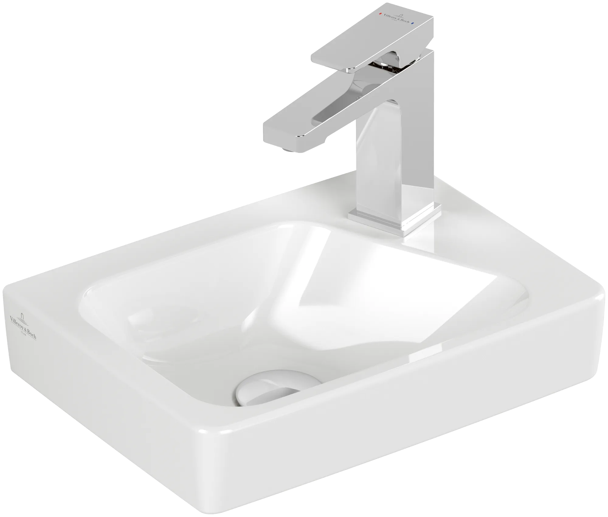 Villeroy & Boch Waschbecken „Architectura“ 360 × 265 × 135 mm, ohne Hahnlochbohrung, für Becken links in Weiß Alpin Villeroy & Boch Waschbecken „Architectura“ 360 × 265 × 135 mm, ohne Hahnlochbohrung, für Becken links in Weiß Alpin