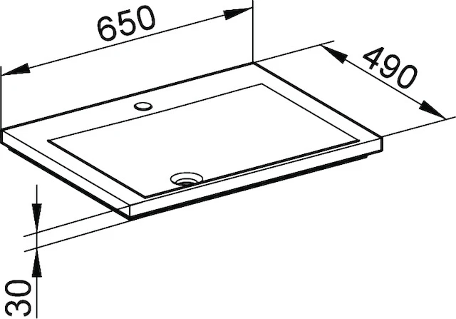 KEUCO Einbauwaschtisch „Royal Reflex“, mit Hahnlochbohrung in Weiß, 650 × 490 × 30 mm