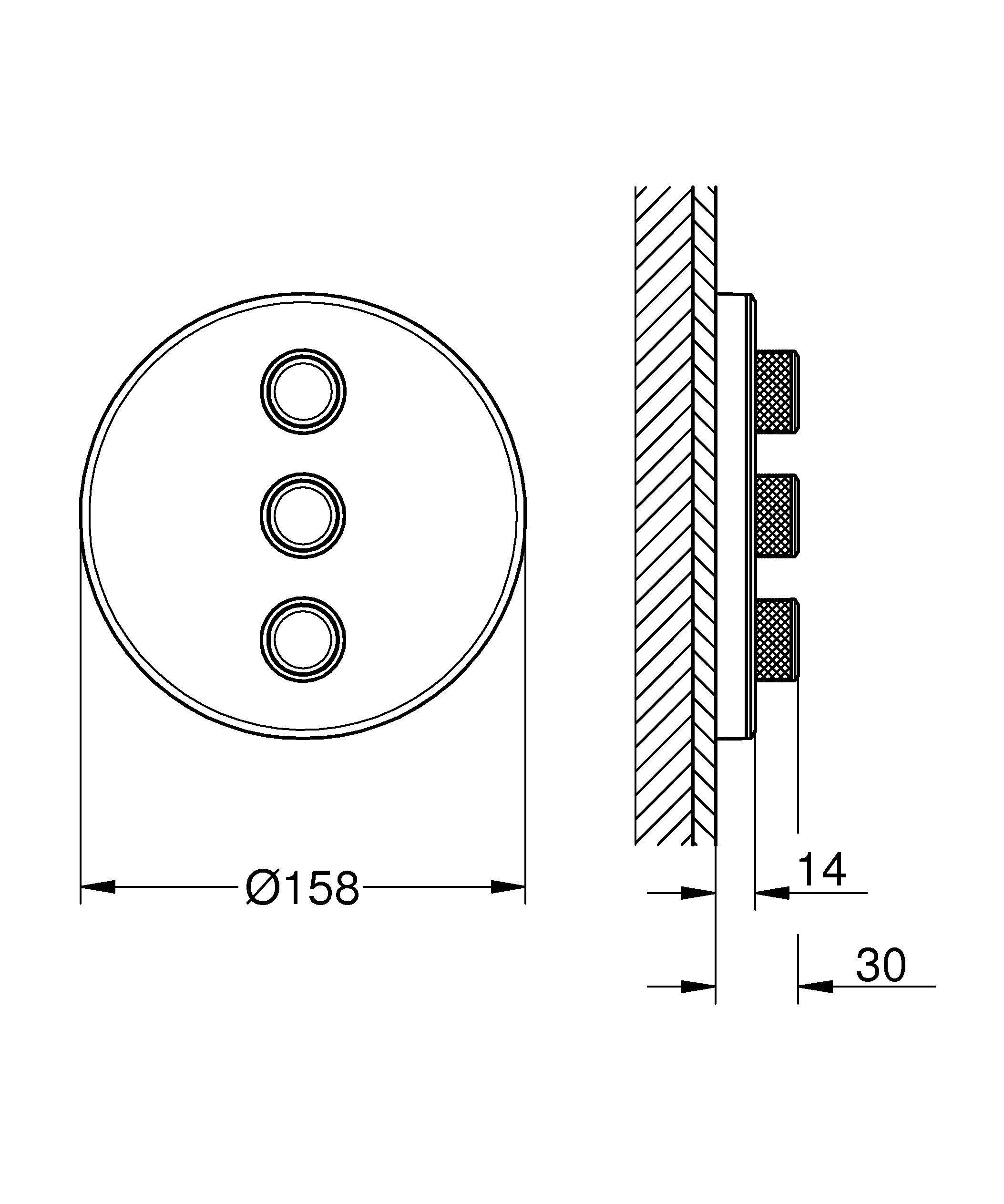 3-fach Unterputzventil Grohtherm SmartControl 29152, Fertigmontageset für Rapido SmartBox, Wandrosette rund, moon white