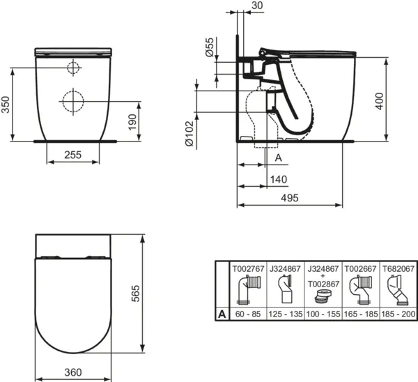 WC „BlendCurve“ 36 × 40 × 56,5 cm in Weiß WC „BlendCurve“ 36 × 40 × 56,5 cm in Weiß