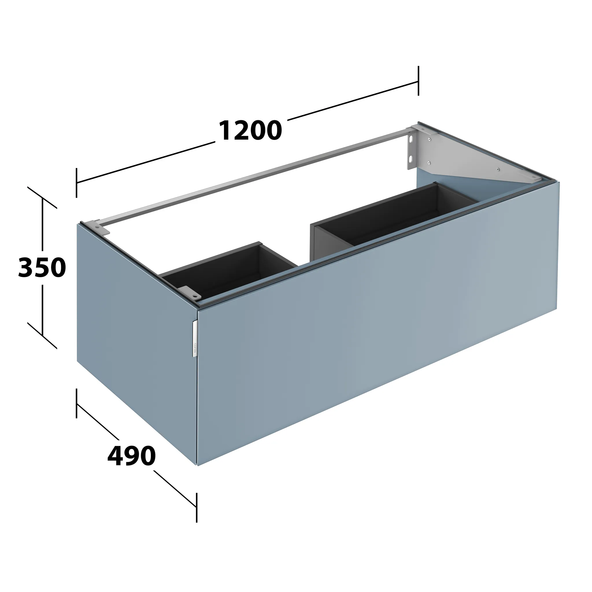 KEUCO Waschtischunterschrank mit Auszug „Edition 11 Art“ Blue Satin (Glas, satiniert), Blue Satin (Glas, satiniert), mit Beleuchtung 1200 × 350 × 490 mm