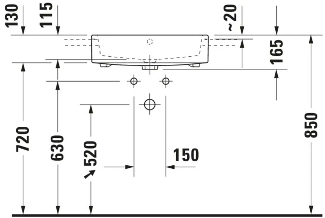 Einbauwaschtisch „Vero Air“, mit Überlauf, Hahnlochposition mittig Einbauwaschtisch „Vero Air“, mit Überlauf, Hahnlochposition mittig