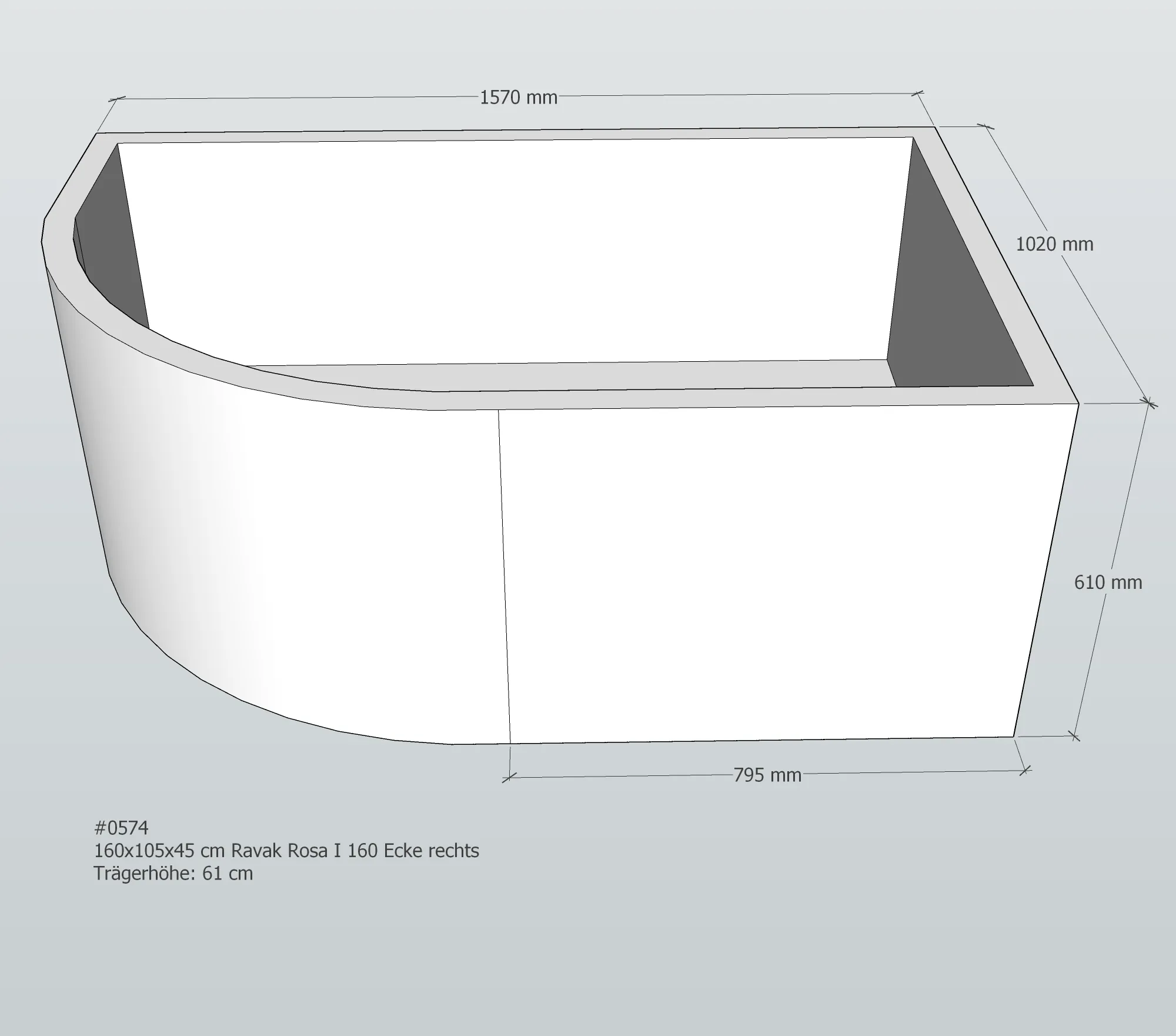Badewannenträger für Ravak Rosa I 160 rechts rechts 160 × 105 × 45 cm Badewannenträger für Ravak Rosa I 160 rechts rechts 160 × 105 × 45 cm