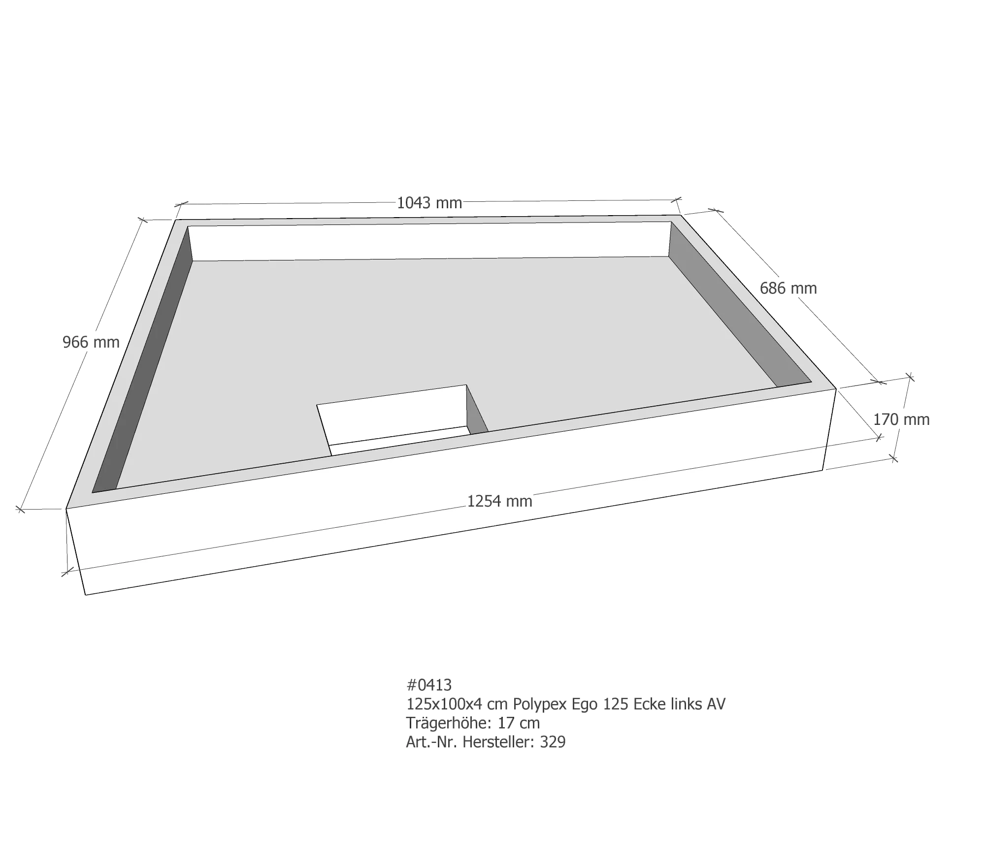 Duschwannenträger passend für Polypex Ego 125 Ecke links links 125 × 100 × 4 cm Duschwannenträger passend für Polypex Ego 125 Ecke links links 125 × 100 × 4 cm