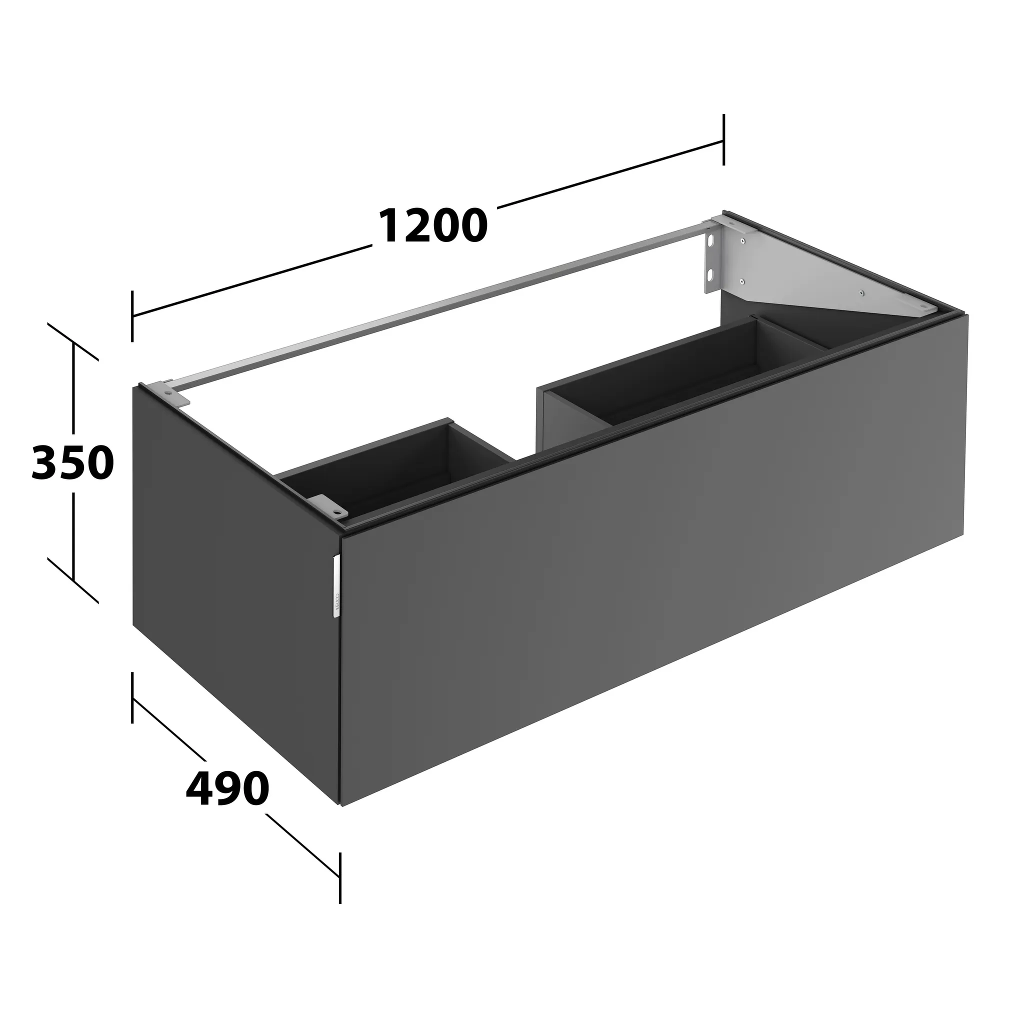KEUCO Waschtischunterschrank mit Auszug „Edition 11 Art“ Smoke (Lack, seidenmatt), Smoke (Lack, seidenmatt), mit Beleuchtung 1200 × 350 × 490 mm