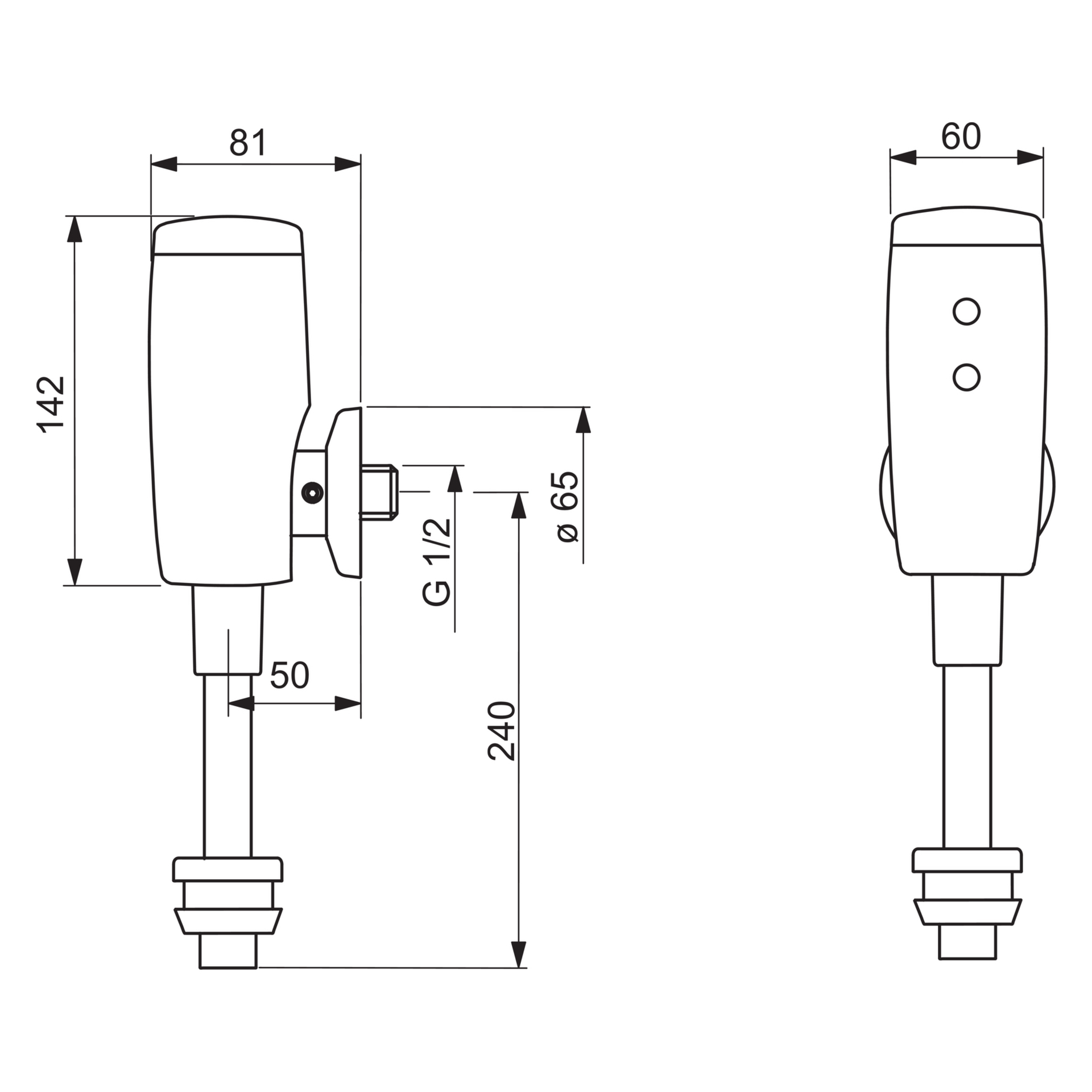 Urinalsteuerung ELECTRA 0944 6V Bluetooth Ausladung 81mm gerade DN15 Chrom Urinalsteuerung ELECTRA 0944 6V Bluetooth Ausladung 81mm gerade DN15 Chrom