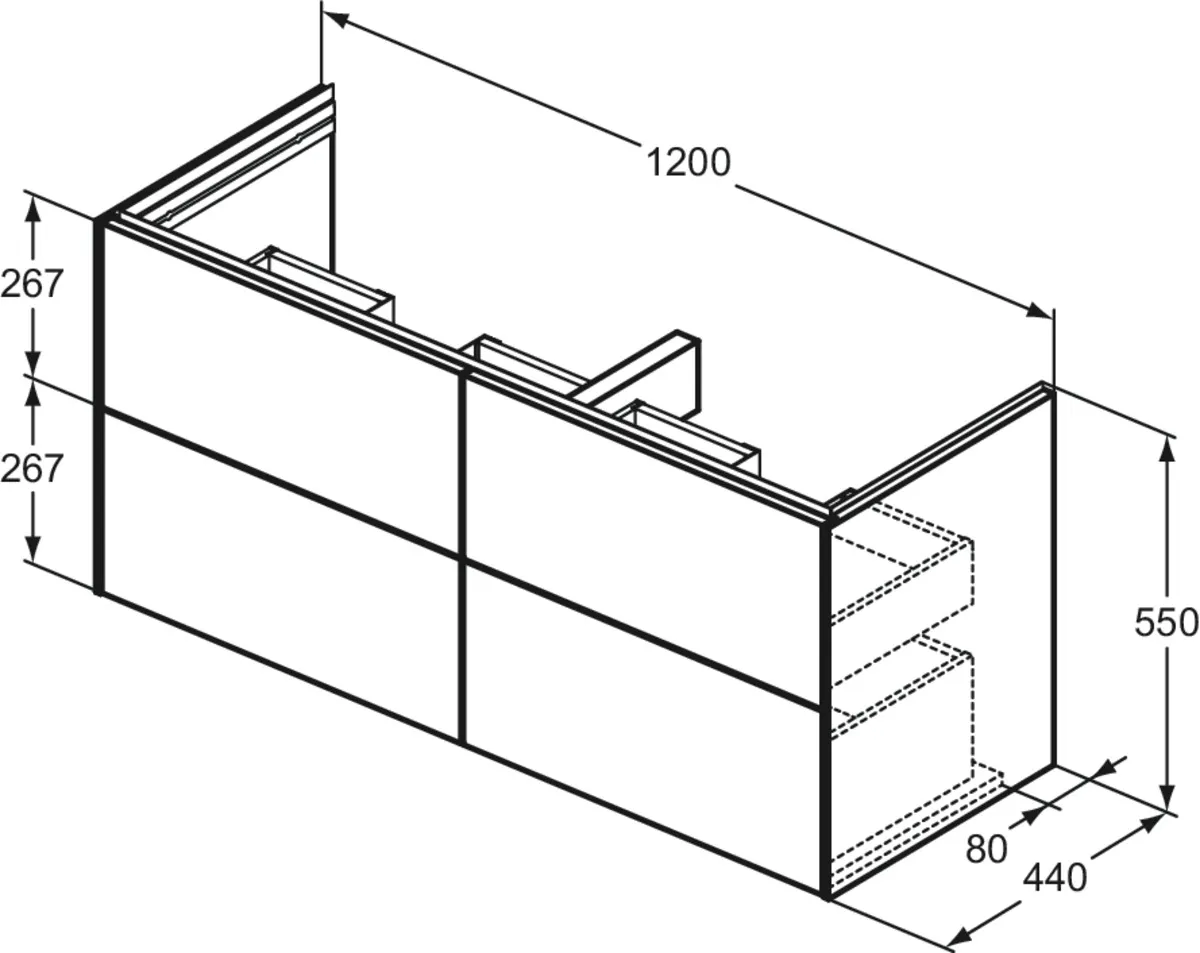 Ideal Standard Waschtischunterschrank „Conca“ 120 × 54,3 × 44 cm Eiche hell Furnier Ideal Standard Waschtischunterschrank „Conca“ 120 × 54,3 × 44 cm Eiche hell Furnier