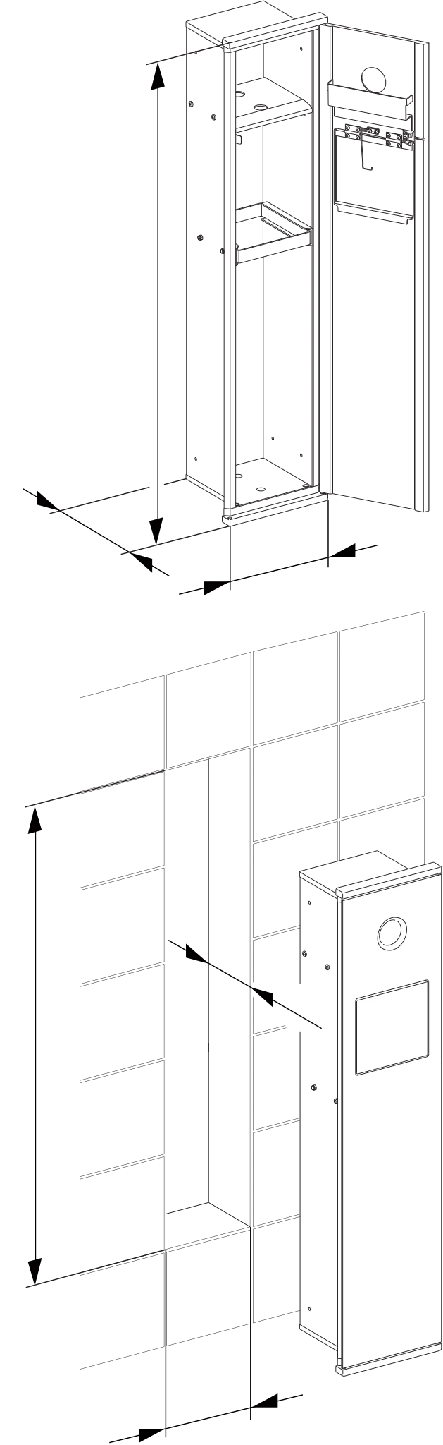 Plan Integral 44976011701 Modul WC 2 Anschlag links 176 x 775 x 143 mm verchromt/Aluminium silber