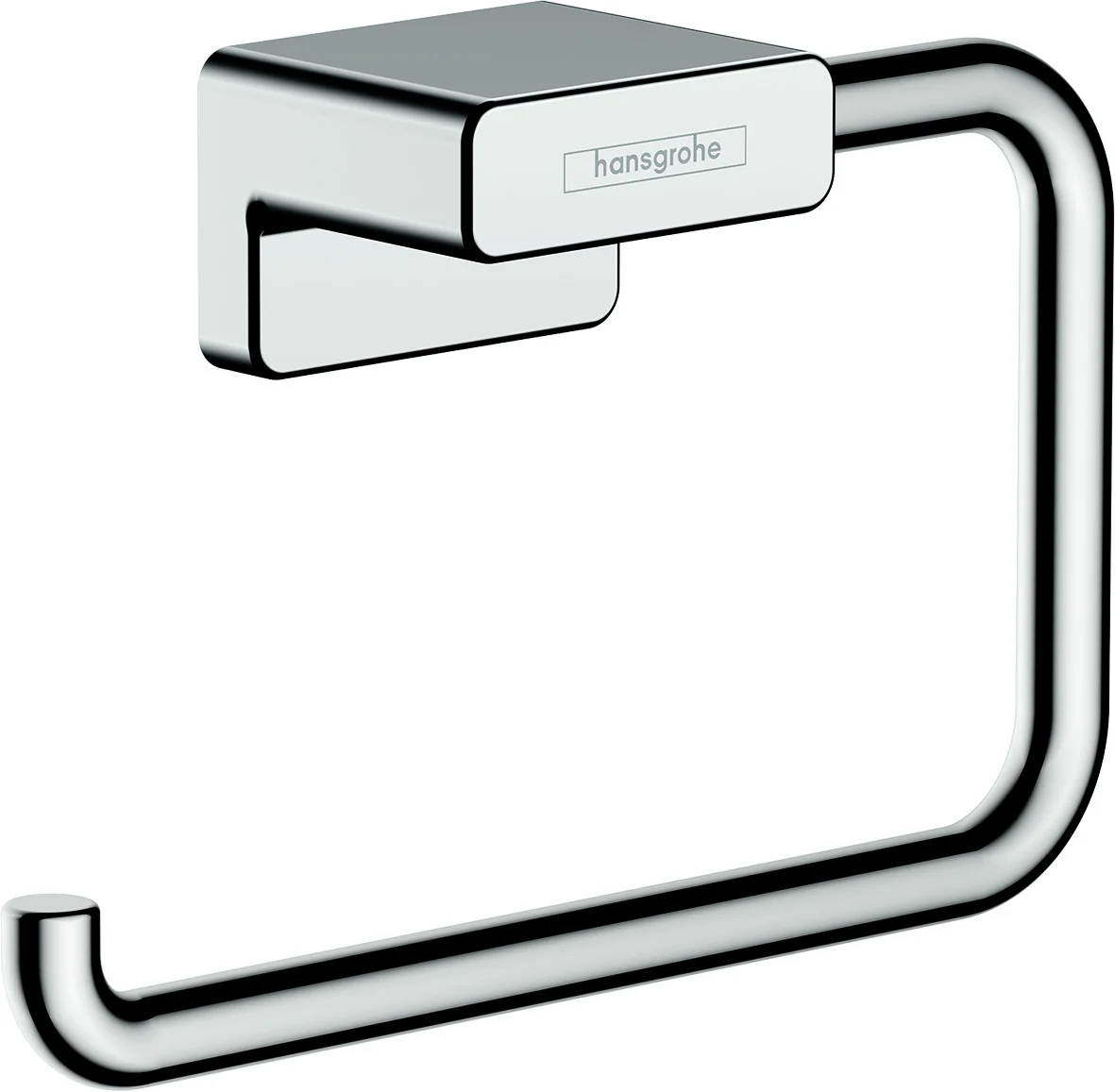 Hansgrohe AddStoris Q Toilettenpapierhalter, Chrom, Wandmontage mit verdeckter Befestigung, Bohrabstand 26 mm, Bohrloch-Durchmesser 6 mm