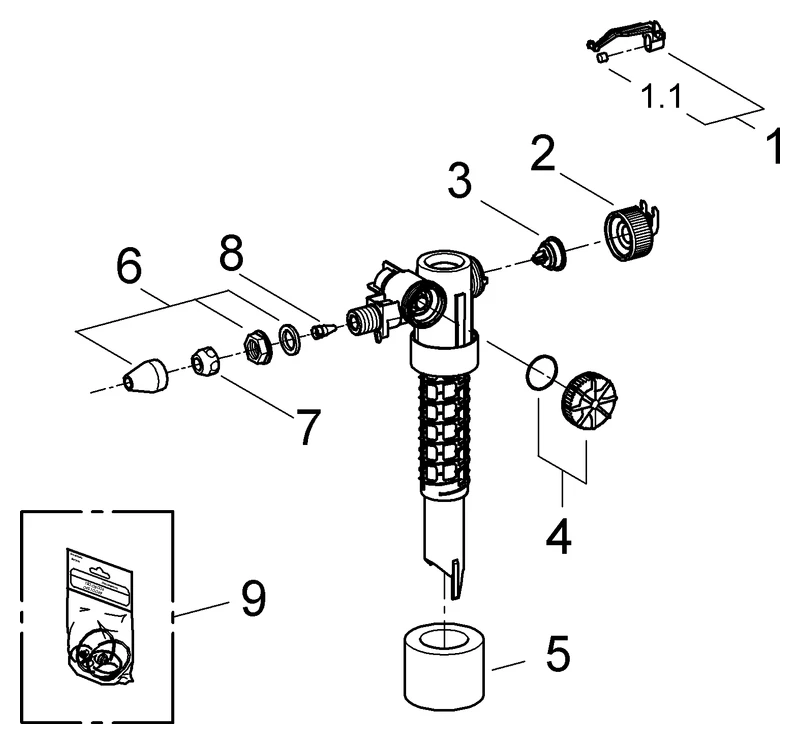 Füllventil 37095, ohne Versatzausgleichsstück Füllventil 37095, ohne Versatzausgleichsstück