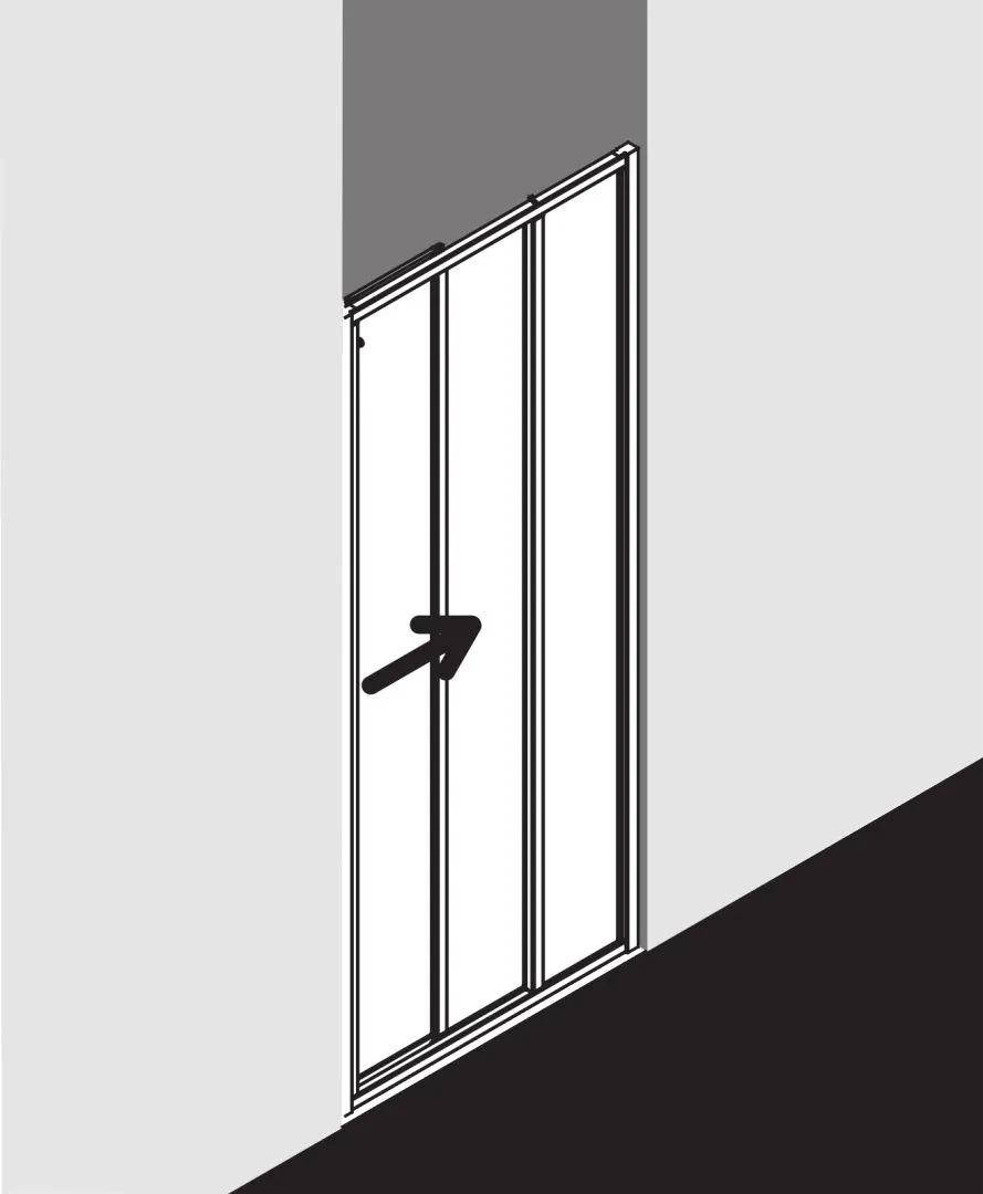 Kermi Duschtür Gleittür 3-teilig mit Festfeld für Nische und Ecke „NOVA 2000“ 200 cm Glas Kerolan Fontana, Profile Silber Mattglanz