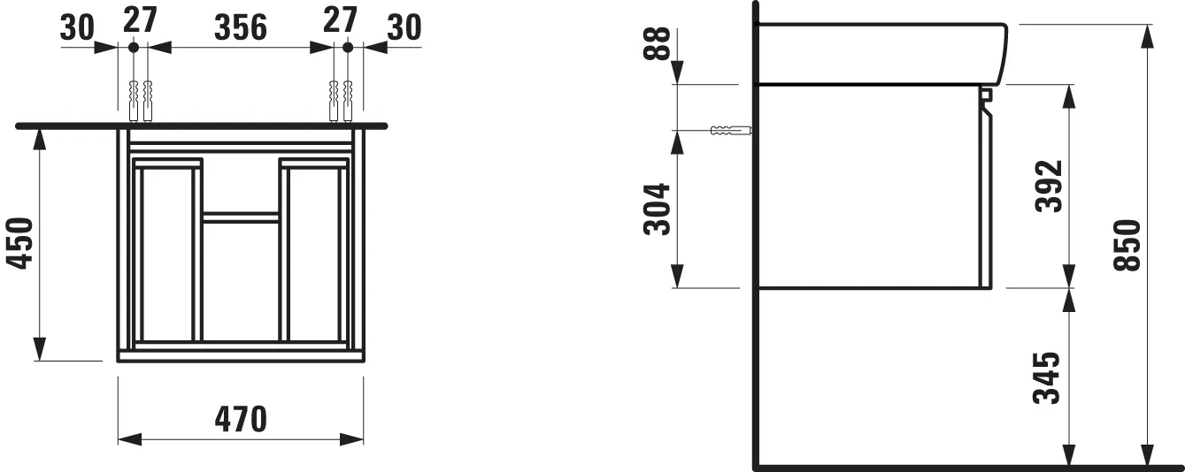 Laufen Waschtischunterbau „PRO“ 470 × 392 × 450 mm Weiß Laufen Waschtischunterbau „PRO“ 470 × 392 × 450 mm Weiß