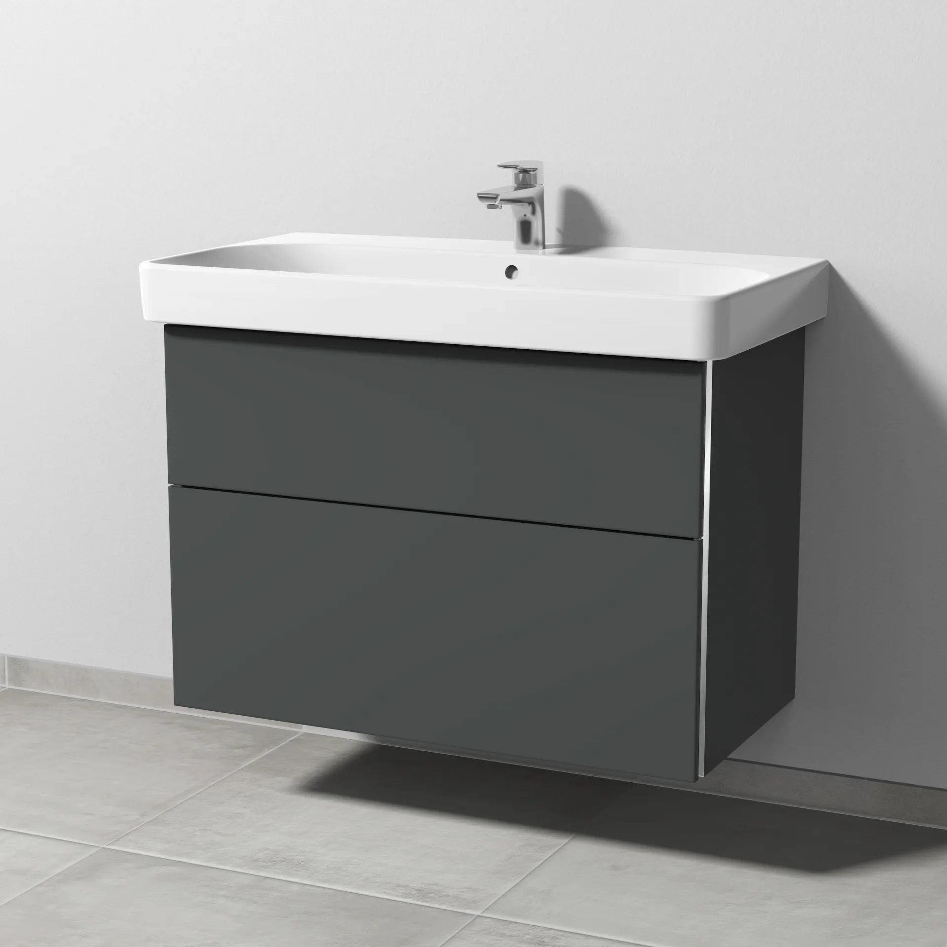 Sanipa Waschtischunterschrank „3way“ passend zu Keramik-Waschtische Smyle Square von Geberit 830 × 593 × 442 mm in Anthrazit (matt)