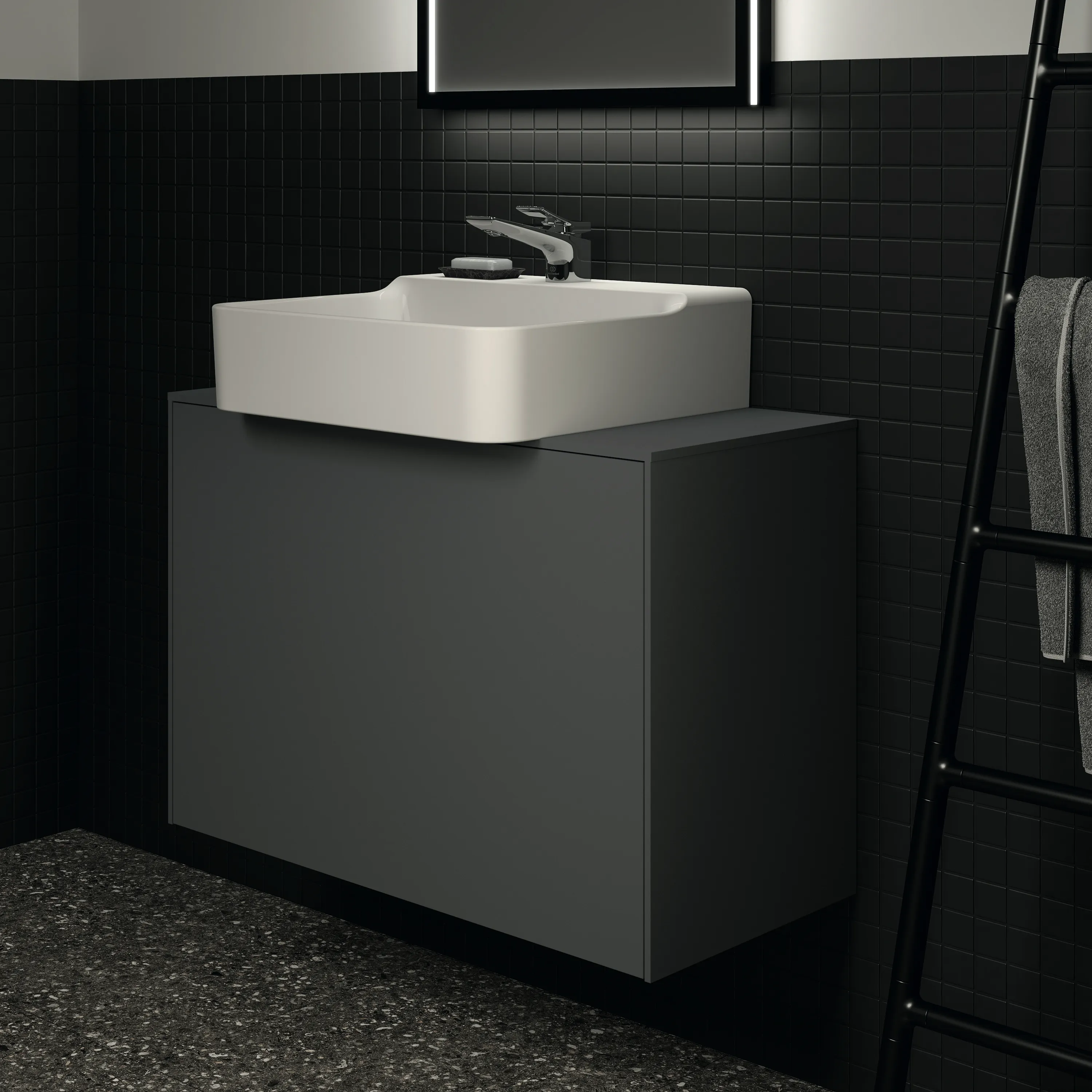 Ideal Standard Waschtischunterschrank „Conca“ 80,2 × 55 × 37,3 cm Anthrazit matt lackiert Ideal Standard Waschtischunterschrank „Conca“ 80,2 × 55 × 37,3 cm Anthrazit matt lackiert