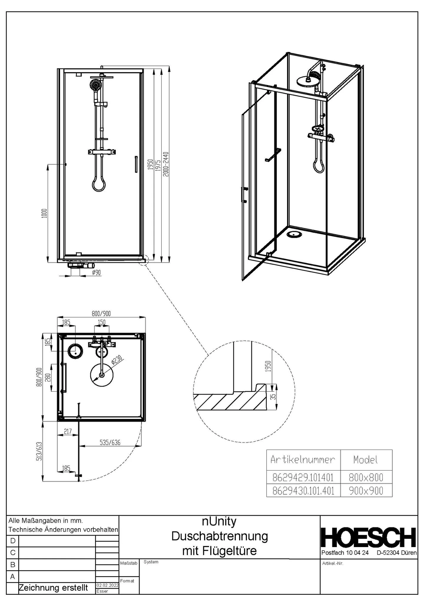 Hoesch nUnity Duschkabine Liberty Eckversion 800x800 Hoesch nUnity Duschkabine Liberty Eckversion 800x800