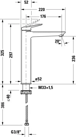 Wave 1H-Wmi XL Brz Gebürstet 52x297x220 Ala:176 AnsmSAns:3/8" Sfo EC