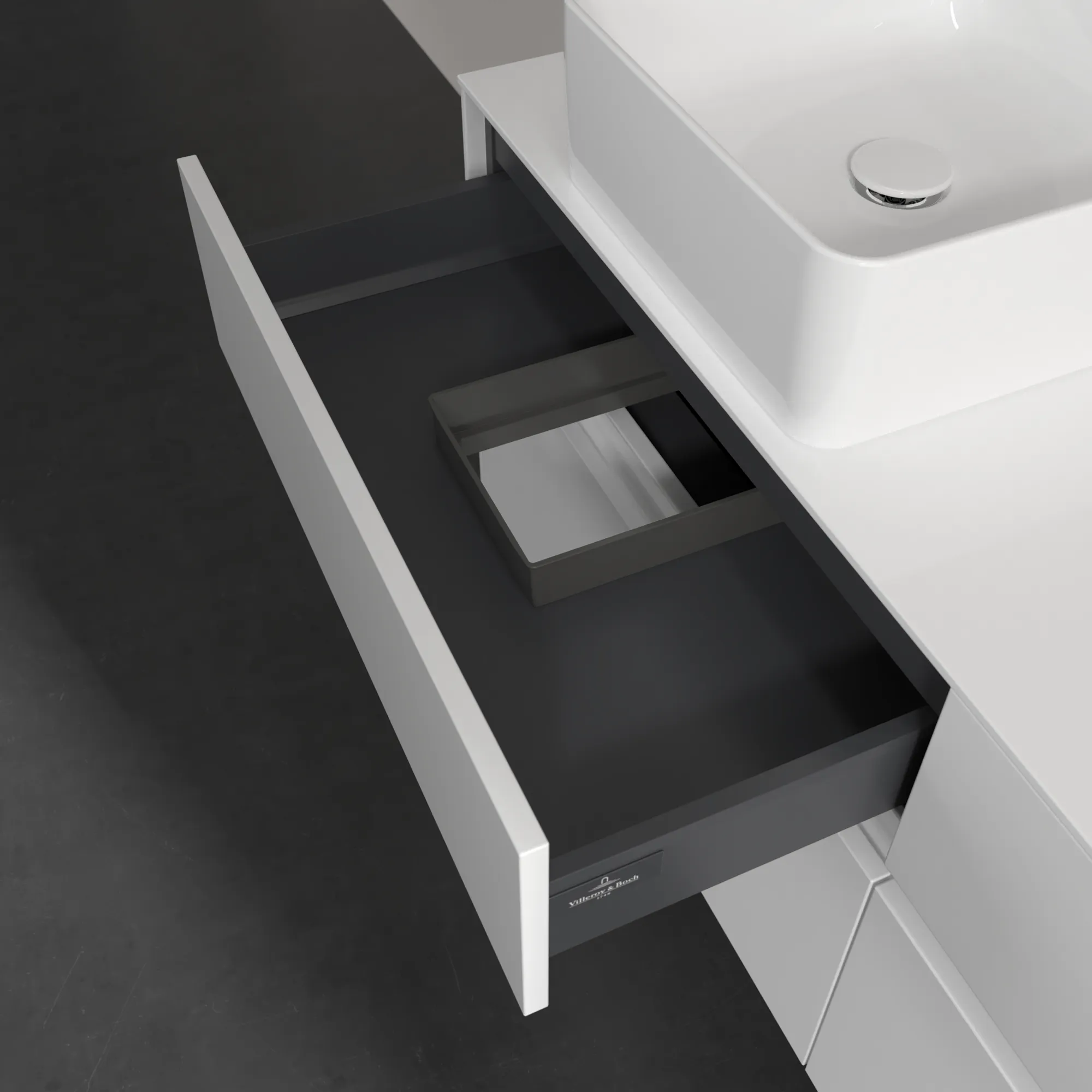 Villeroy & Boch Waschtischunterschrank „Collaro“ 1400 × 548 × 500 mm Glossy White, ohne Beleuchtung, für Becken links