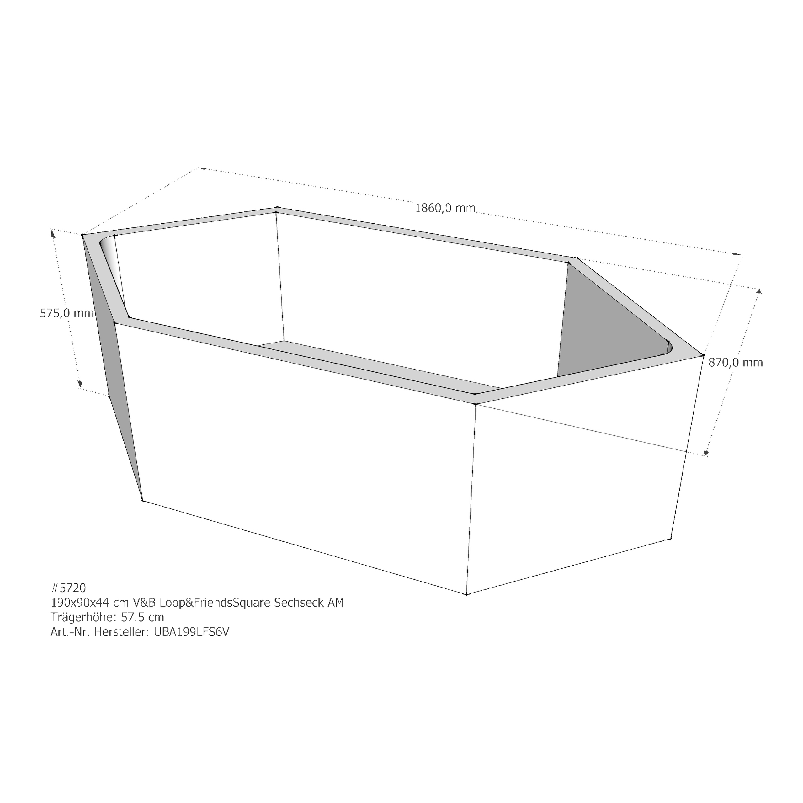 Badewannenträger für Villeroy & Boch Loop&amp;Friends Square 190 × 90 × 44 cm