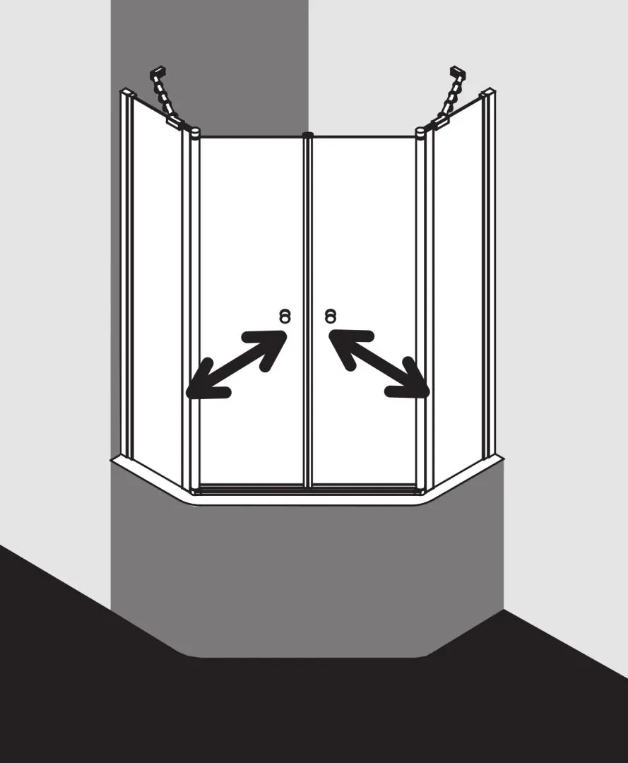 Kermi Duschdesign IBIZA 2000 Fünfeck-Duschkabine (Pendeltüren mit Festfeldern) weiß