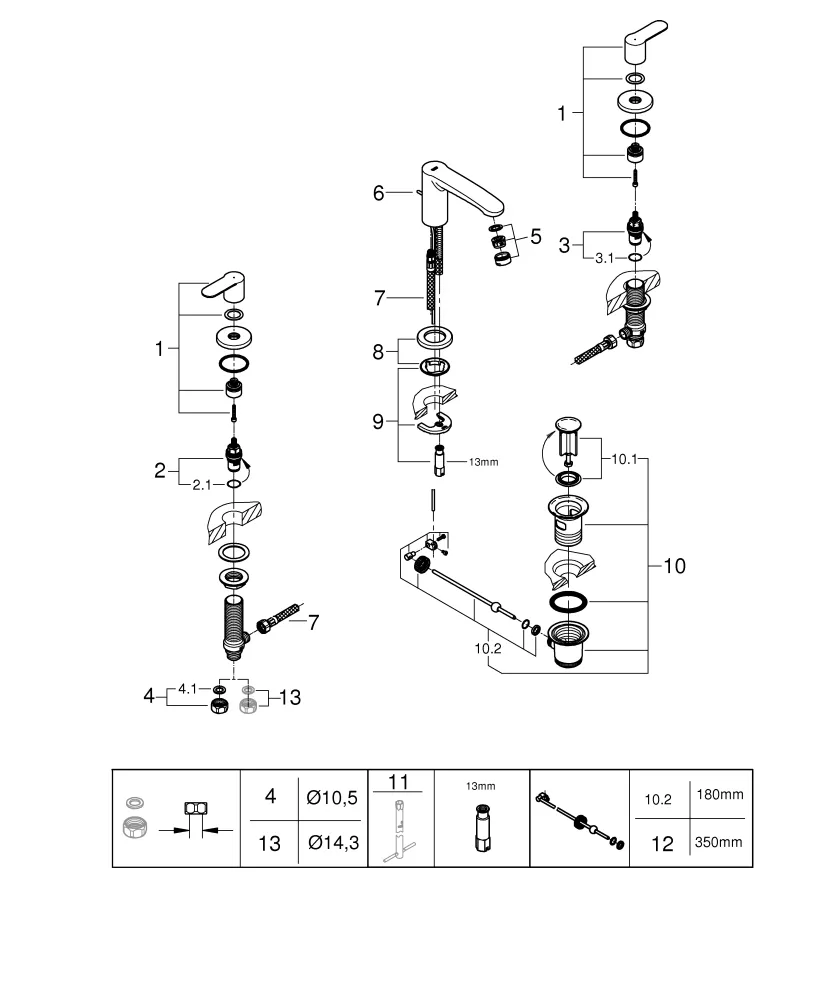 3-Loch-Waschtischbatterie Eurostyle Cosmopolitan 20208_2, Zugstangen-Ablaufgarnitur 1 1/4'', chrom 3-Loch-Waschtischbatterie Eurostyle Cosmopolitan 20208_2, Zugstangen-Ablaufgarnitur 1 1/4'', chrom