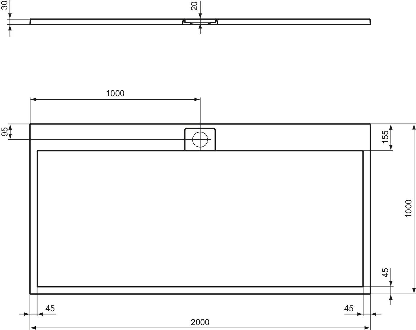 Ideal Standard Duschwanne „UltraFlatSi.life“ 100 × 200 cm in Carraraweiß Ideal Standard Duschwanne „UltraFlatSi.life“ 100 × 200 cm in Carraraweiß