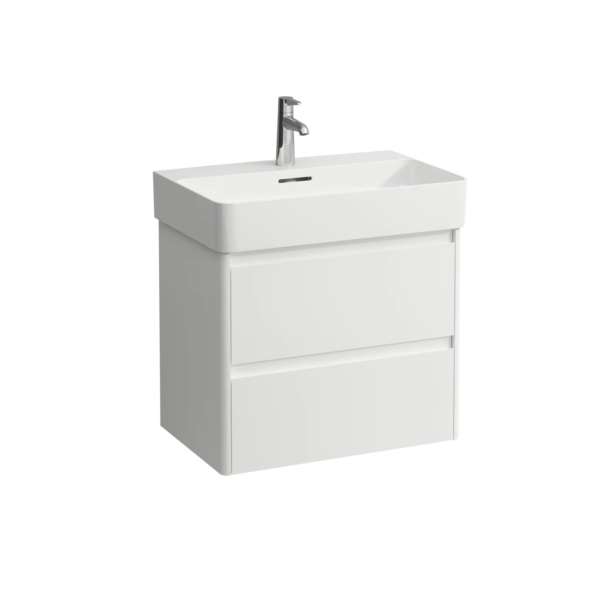 Waschtischunterbau BASE 2.0 für VAL 400x621x515 2 Schubladen mit Griffmulde für Waschtisch H810284 weiß matt