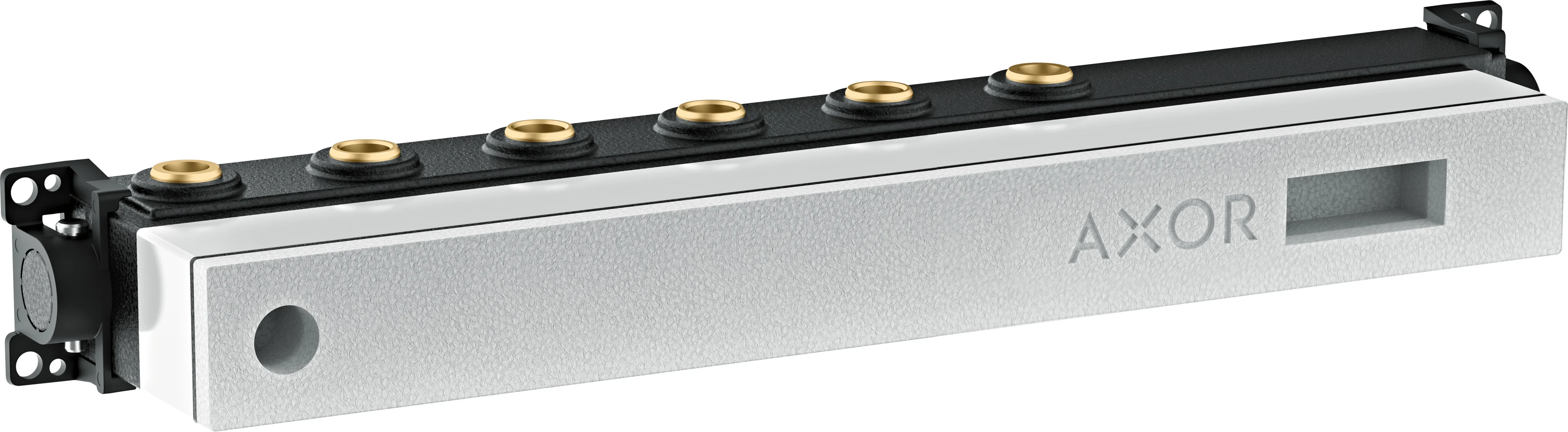 Hansgrohe AXOR Thermostatmodul Select - Grundkörper für 4 Verbraucher, Anschlussgewinde Rp 3/4, Anschlussgröße DN15/DN20, horizontale Montage, schallentkoppelt, Einbautiefe 92-120 mm
