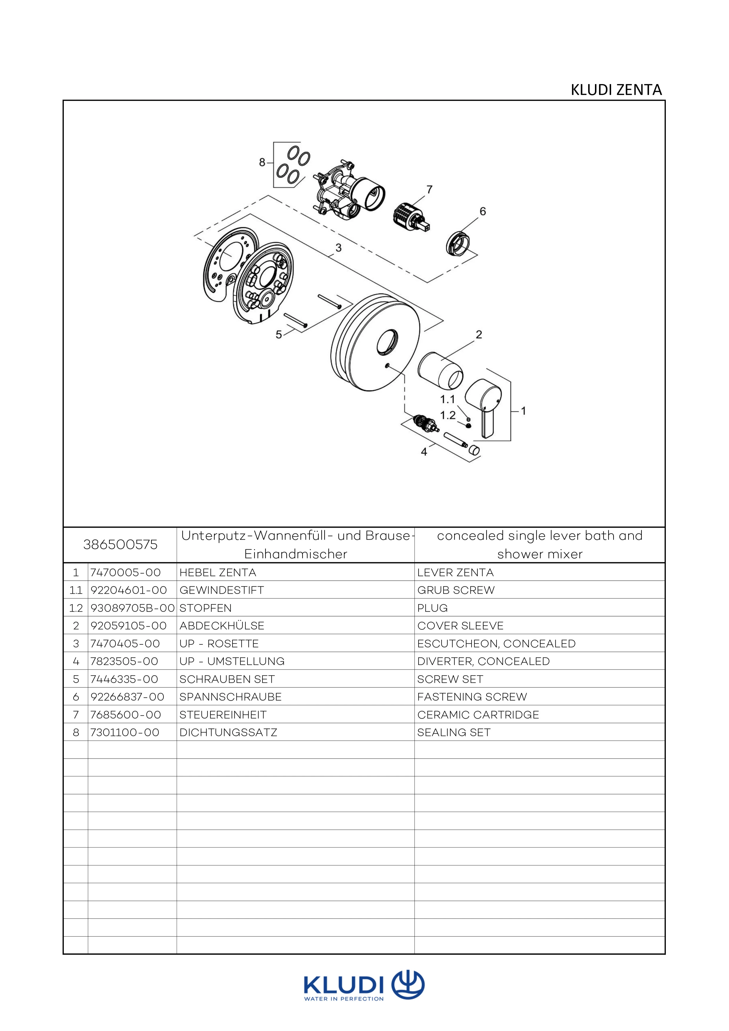 ZENTA UP-WFB-EHM Feinbau-Set mit Funktionseinheit chrom ZENTA UP-WFB-EHM Feinbau-Set mit Funktionseinheit chrom
