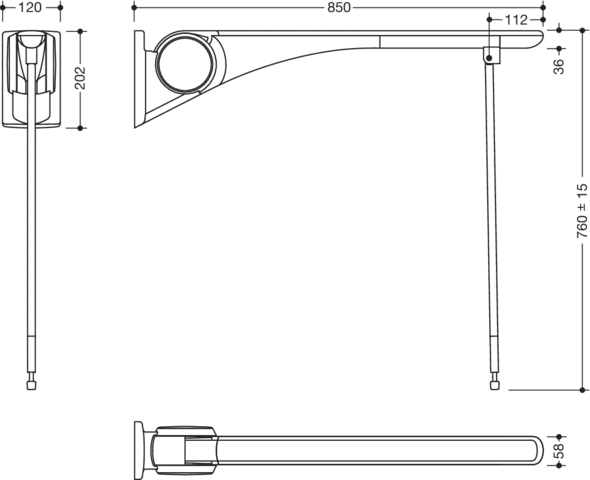 HEWI Stützklappgriff „Serie 802 LifeSystem“