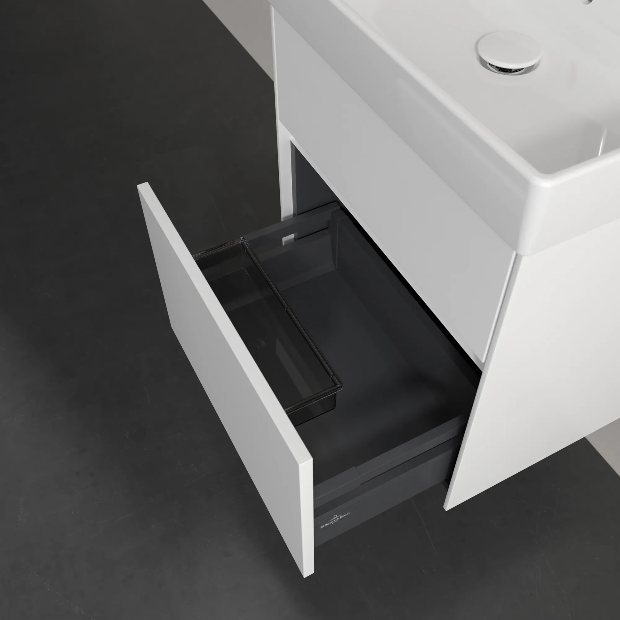 Villeroy & Boch Waschtischunterschrank „Collaro“ 510 × 546 × 414 mm Weiß Matt, für Becken mittig, mit Beleuchtung