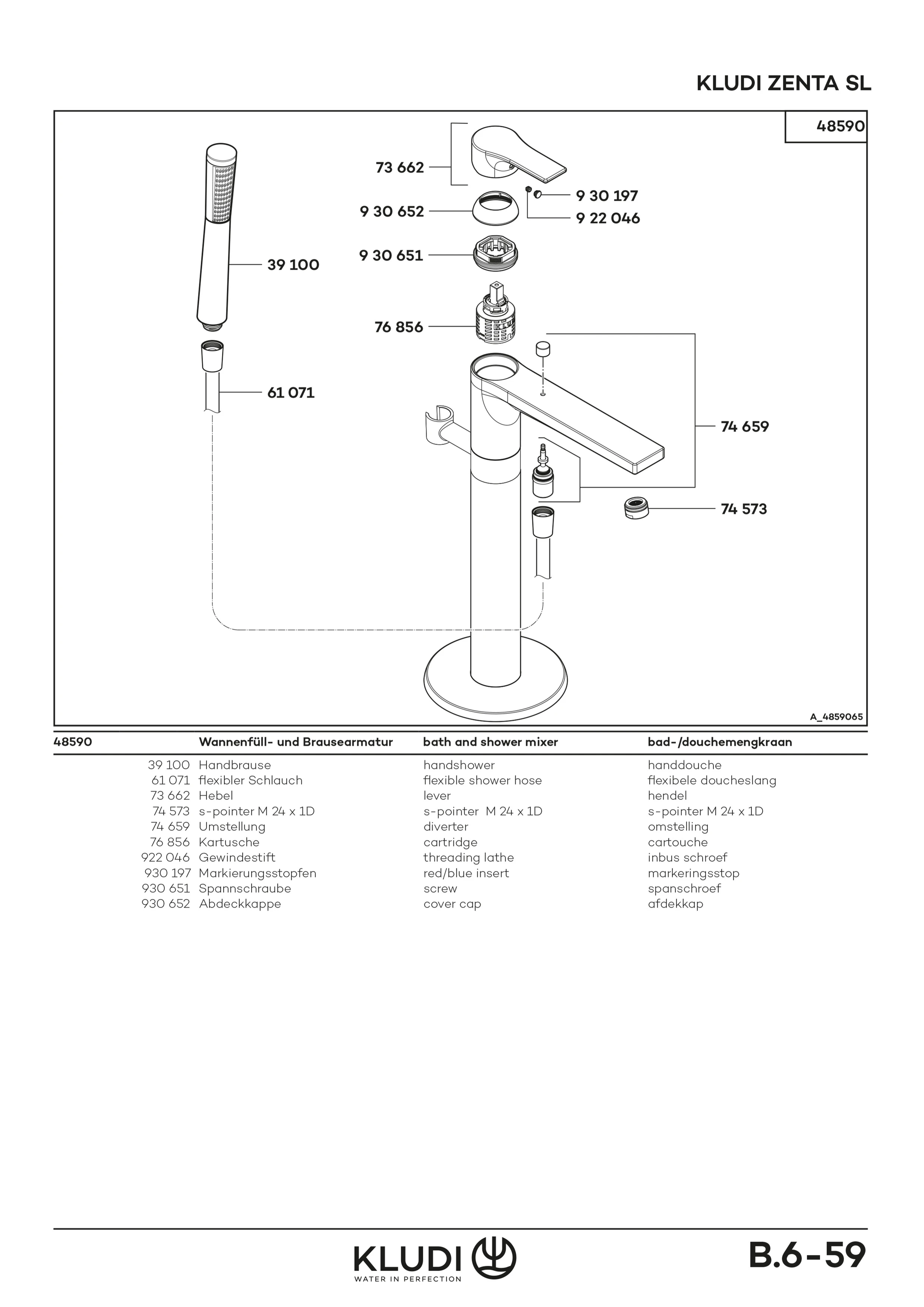 Kludi ZENTA SL Stand Wannenfüll- und Brause-Einhandmischer chrom Kludi ZENTA SL Stand Wannenfüll- und Brause-Einhandmischer chrom